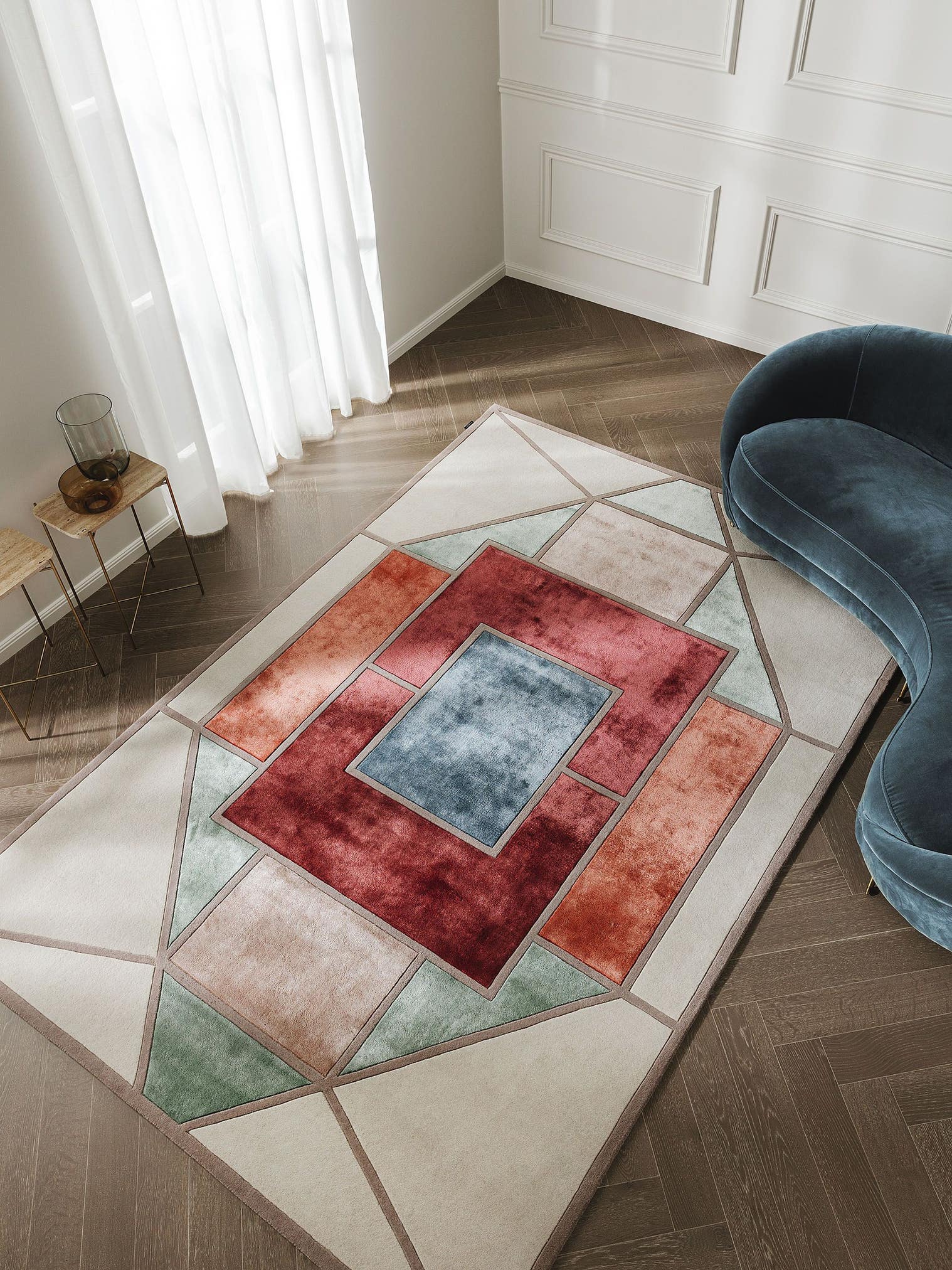 Teppe av 50 % ull, 50 % lyocell (TENCEL™) i Flerfarget med 6 til 10 mm høy lugg fra benuta Finest