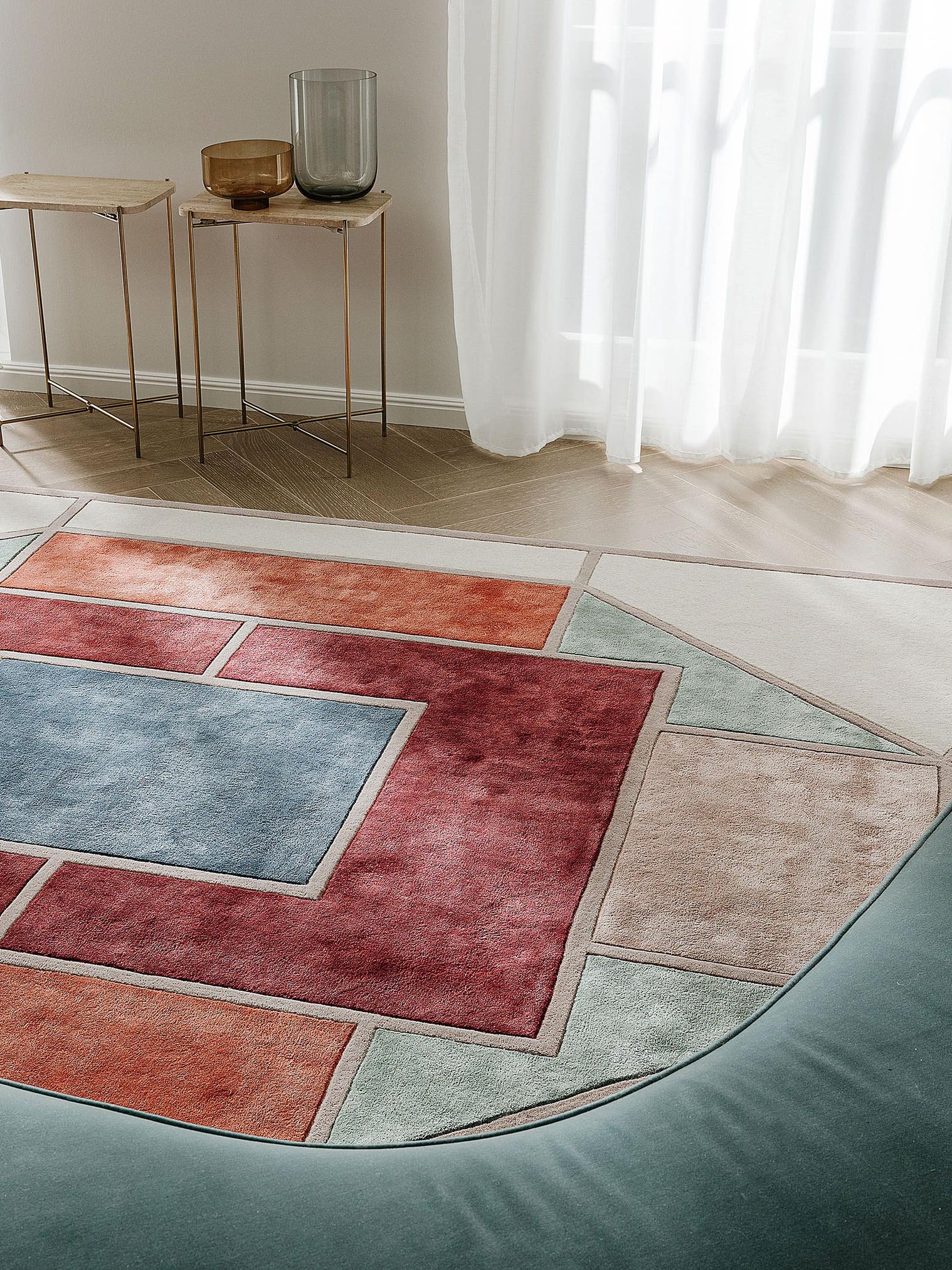 Teppe av 50 % ull, 50 % lyocell (TENCEL™) i Flerfarget med 6 til 10 mm høy lugg fra benuta Finest