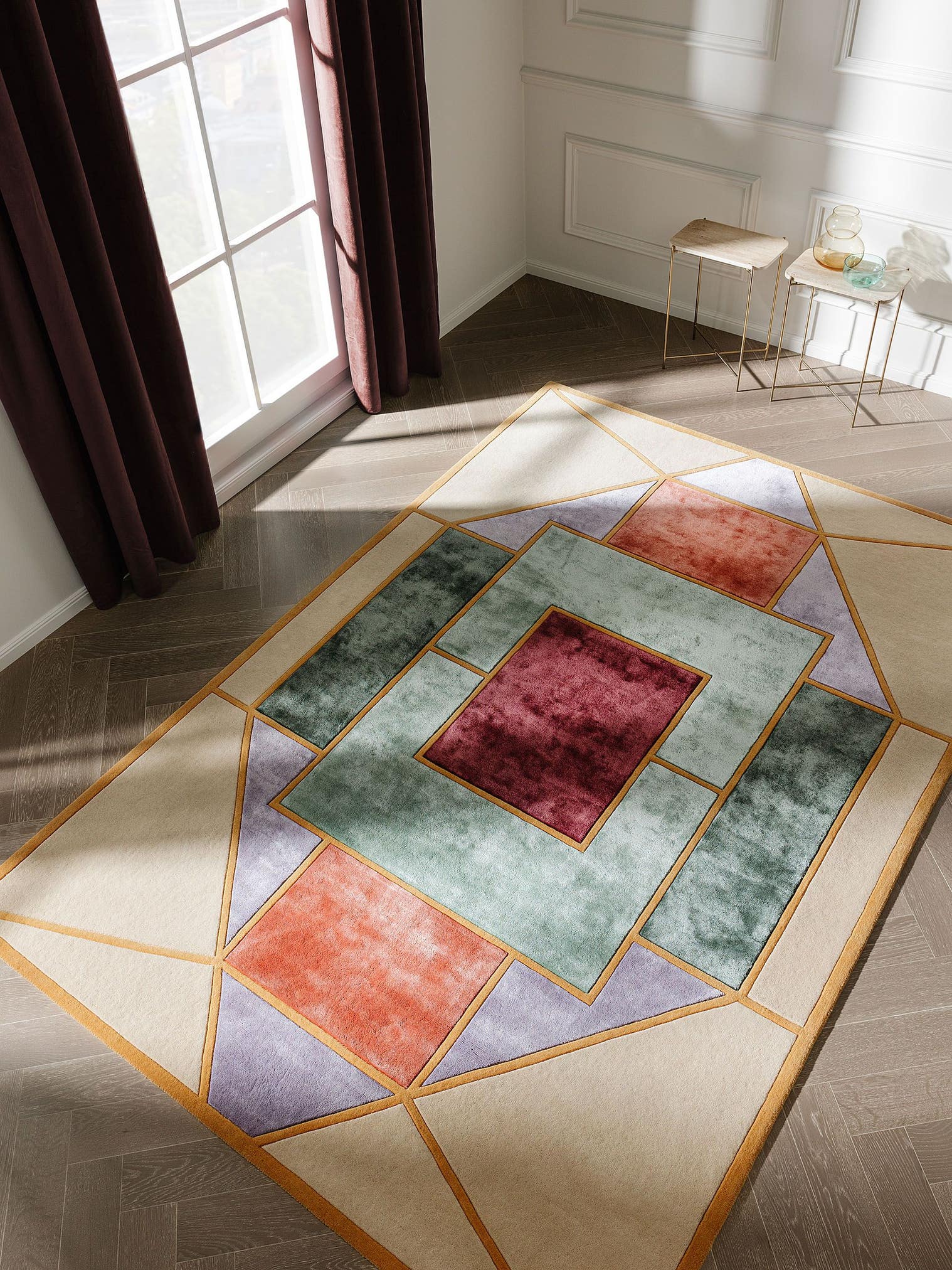 Rug made of 50% Wool, 50% Lyocell (TENCEL™) in Multicoloured with a 6 - 10 mm high pile by benuta Finest