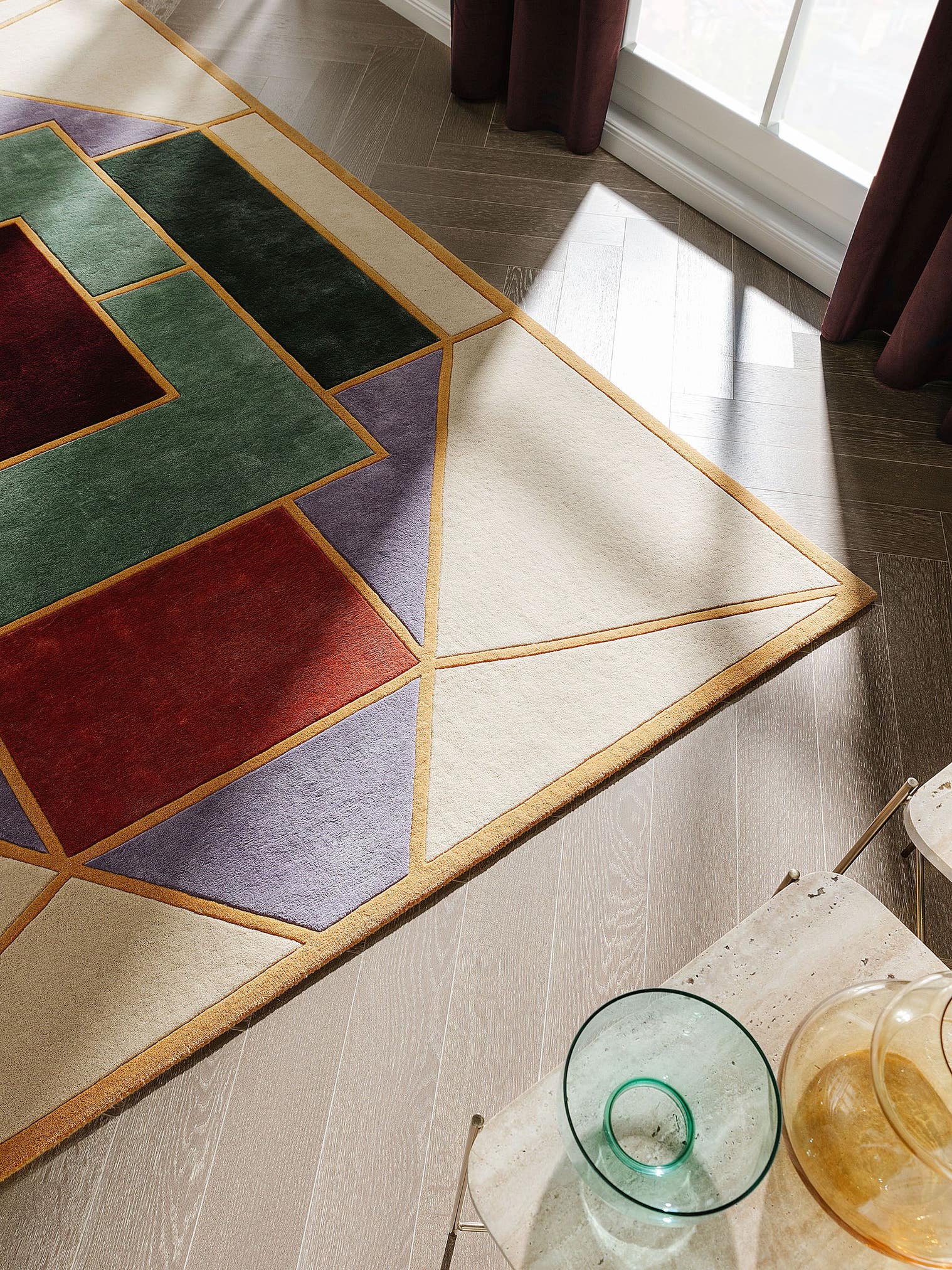 Rug made of 50% Wool, 50% Lyocell (TENCEL™) in Multicoloured with a 6 - 10 mm high pile by benuta Finest