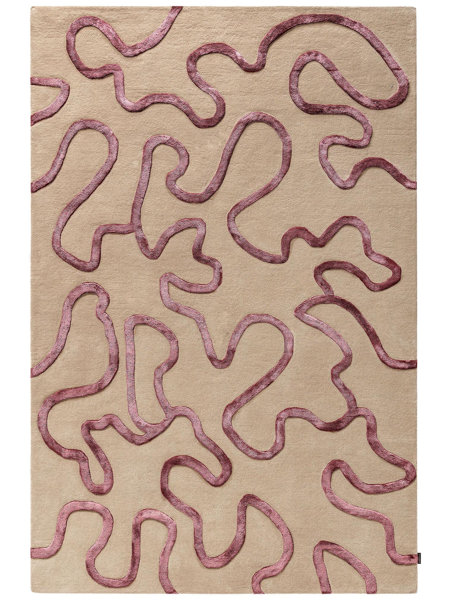 Tæppe af 75% Uld, 25% Lyocell (TENCEL™) i Beige med 6 - 10 mm høj luv fra benuta Finest
