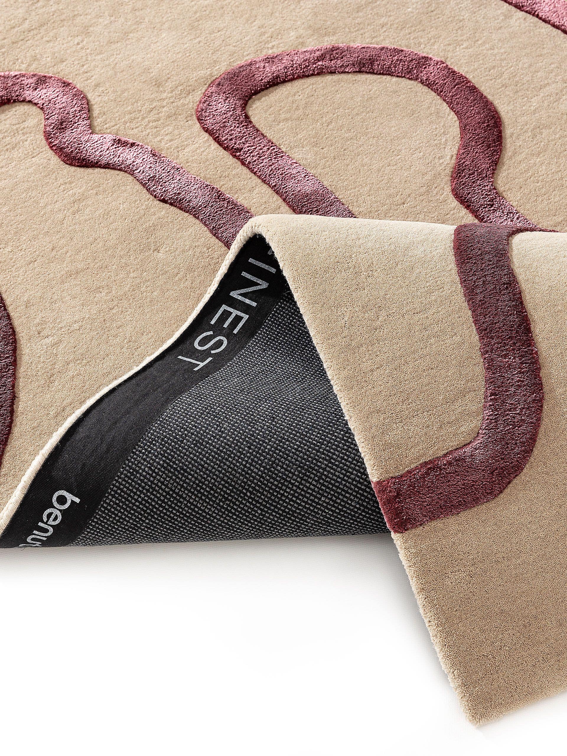 Dywan z 75% Wełna, 25% Lyocell (TENCEL™) w kolorze beżowy z włosiem 6 - 10 mm wysokim od benuta Finest