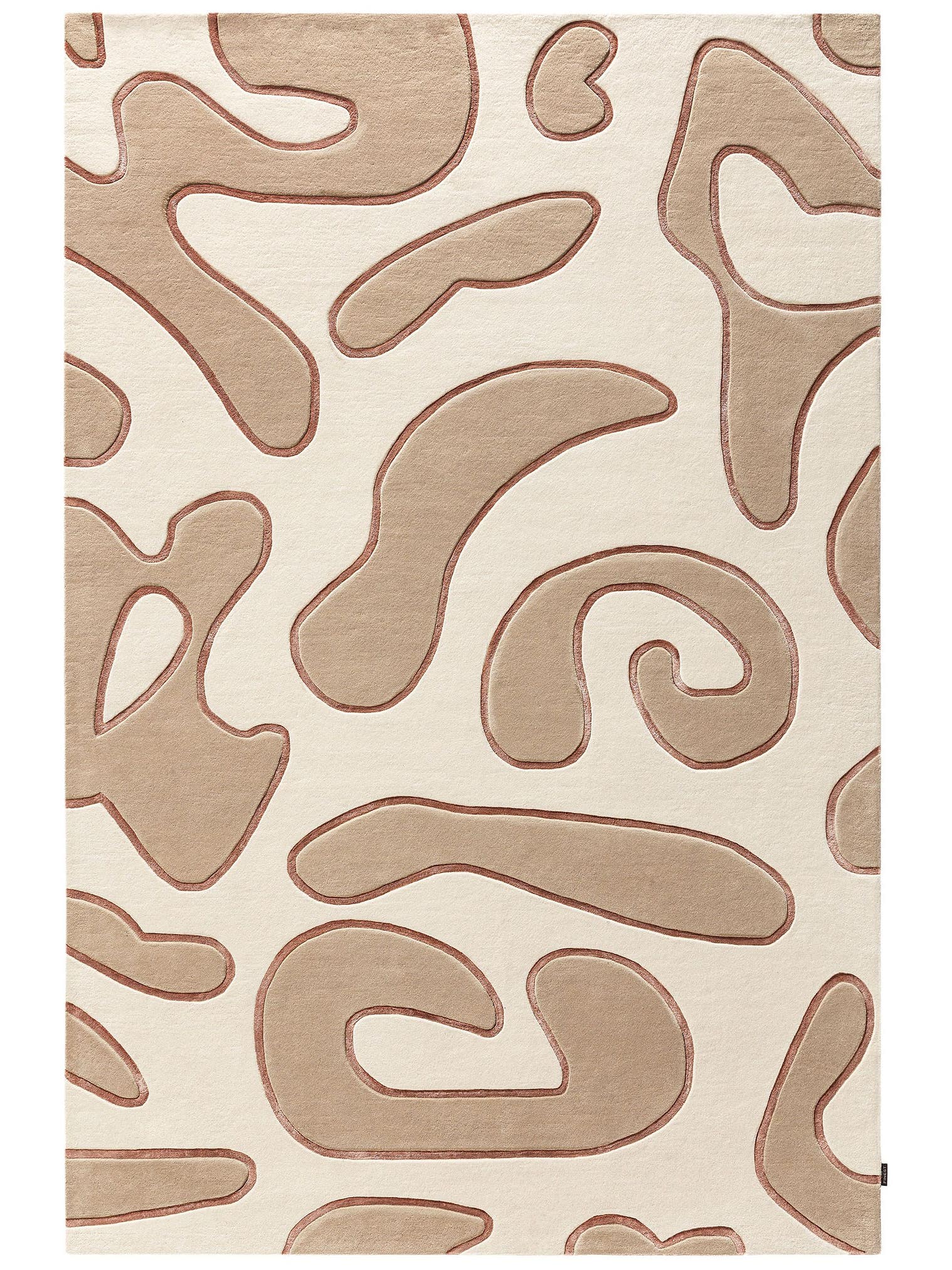 Rug made of 90% Wool, 10% Lyocell (TENCEL™) in Beige with a 6 - 10 mm high pile by benuta Finest