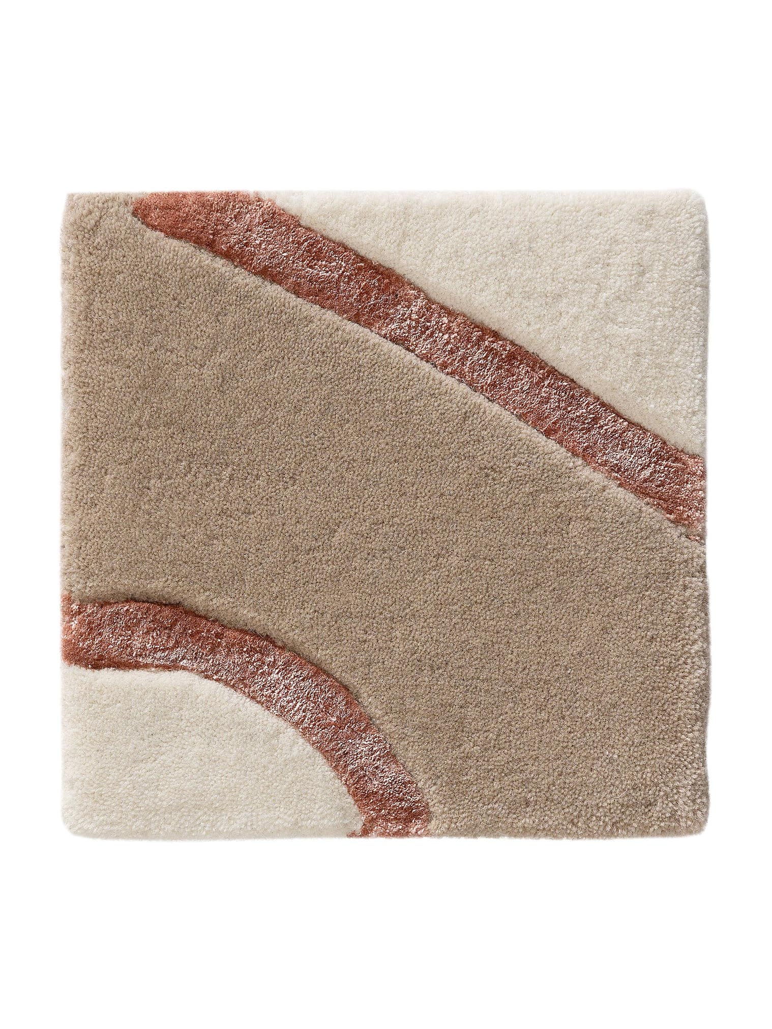 Rug made of 90% Wool, 10% Lyocell (TENCEL™) in Beige with a 6 - 10 mm high pile by benuta Finest