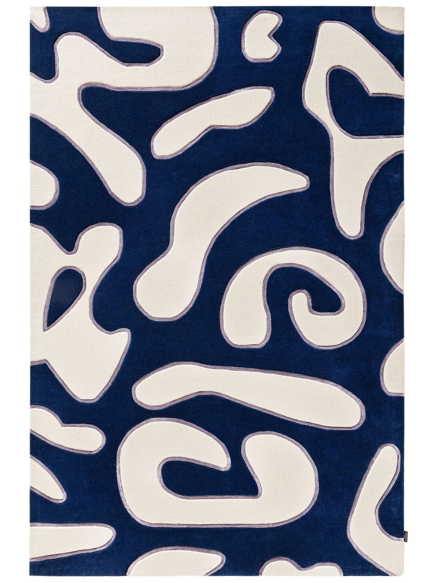 Rug made of 90% Wool, 10% Lyocell (TENCEL™) in Blue with a 6 - 10 mm high pile by benuta Finest