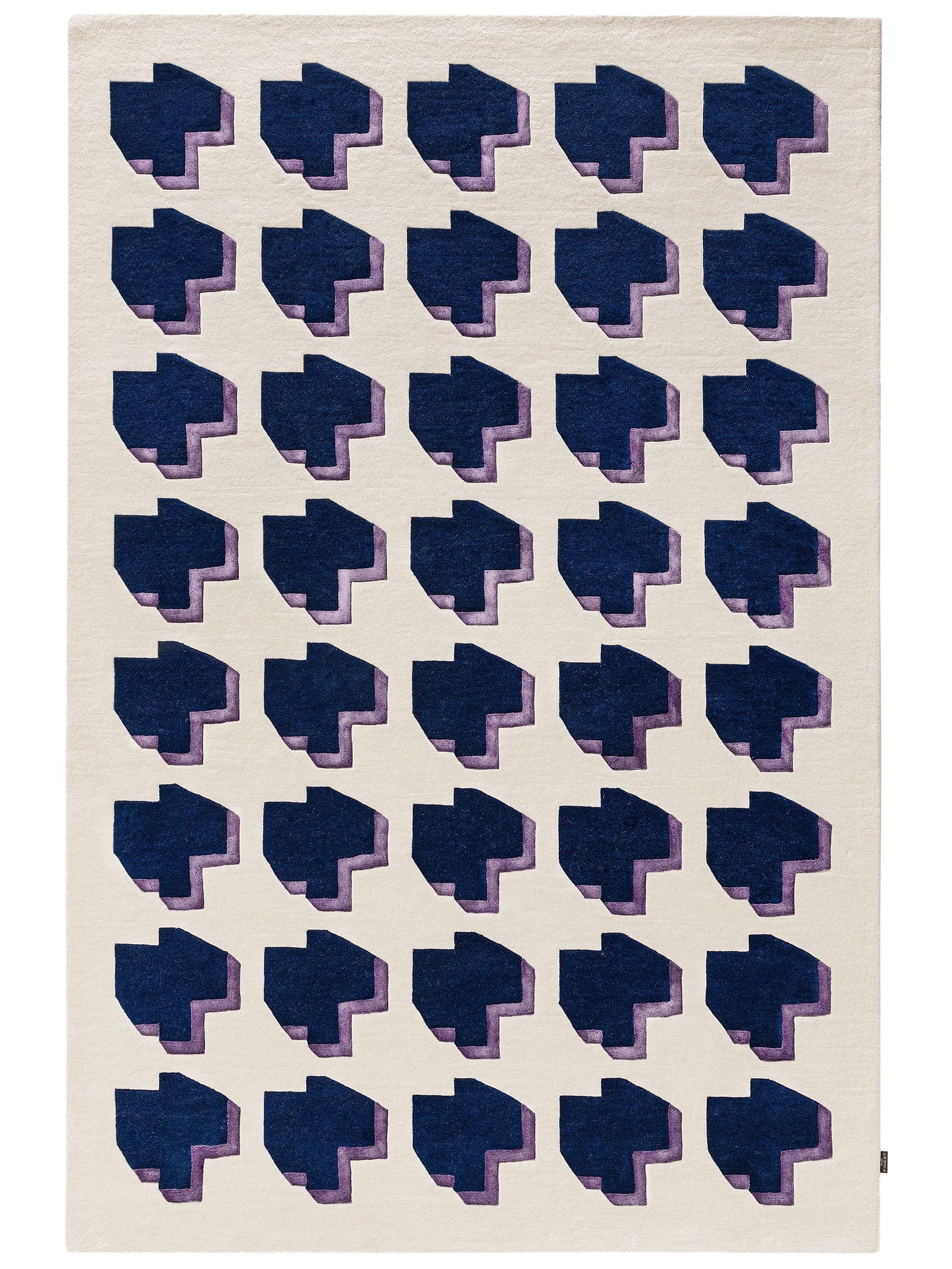 Teppich aus 90% Wolle, 10% Lyocell (TENCEL™) in Blau mit 6 bis 10 mm hohem Flor von benuta Finest