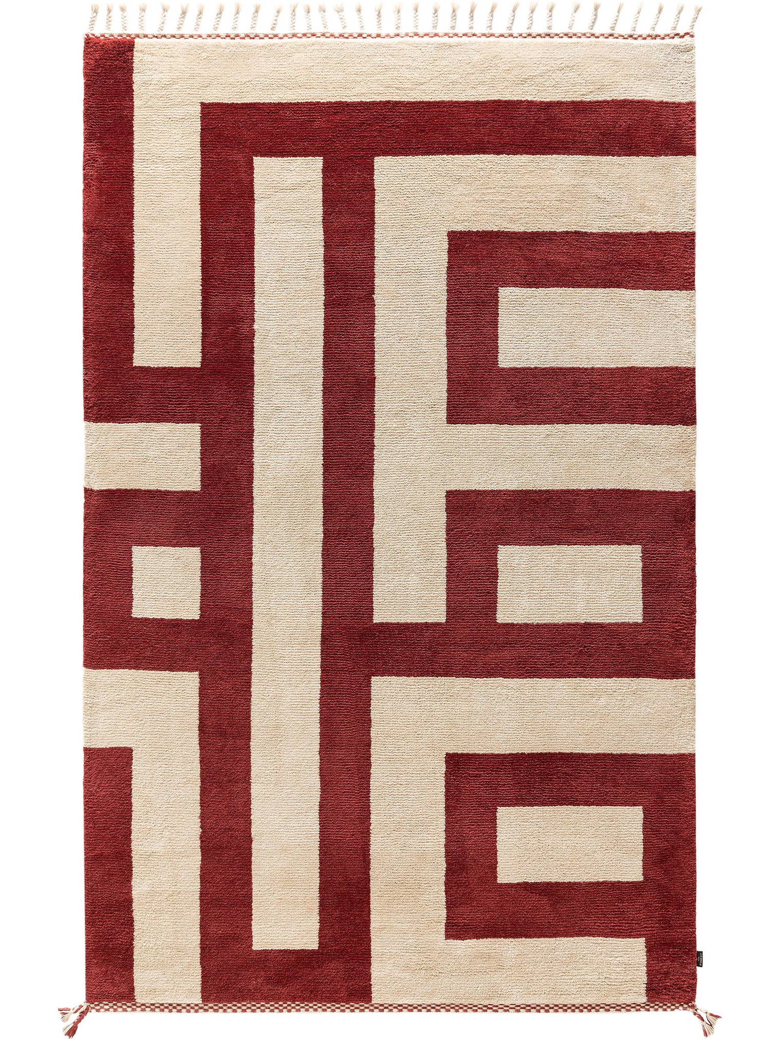 Teppich aus 100% Wolle (aus Neuseeland) in Rot mit 6 bis 10 mm hohem Flor von benuta Finest