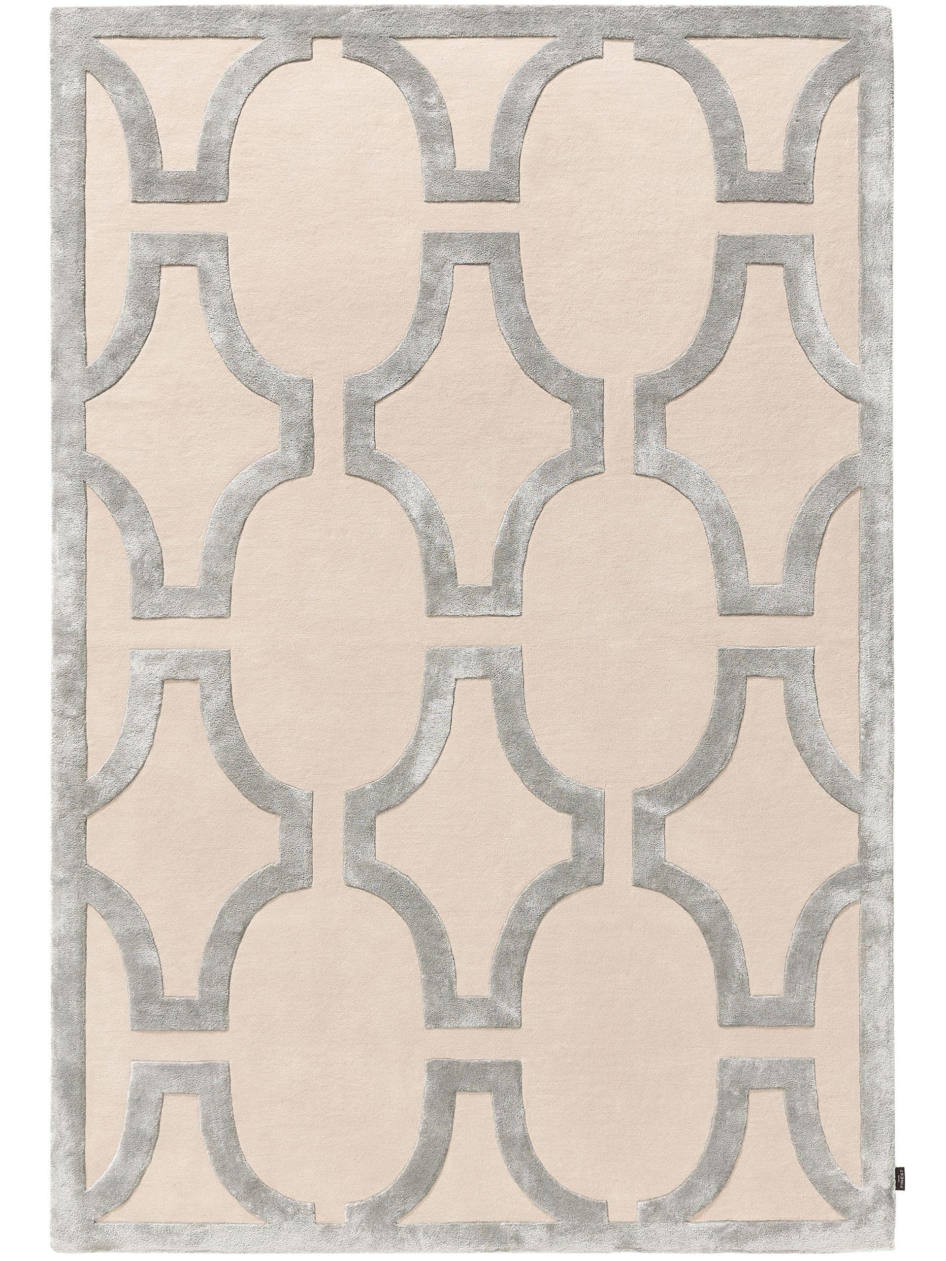 Tapijt van 65% Wol, 35% Lyocell (TENCEL™) in Beige met een 6 - 10 mm hoge pool van benuta Finest