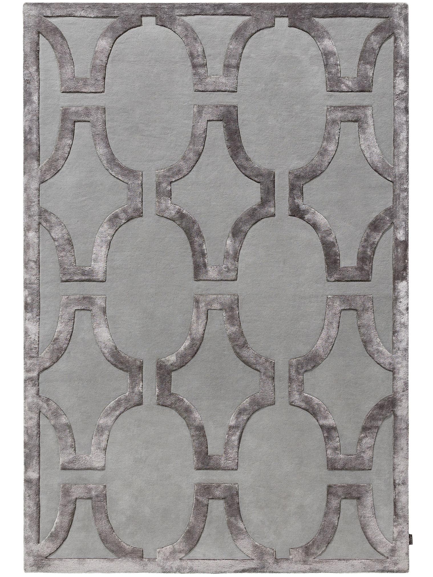 Tapijt van 65% Wol, 35% Lyocell (TENCEL™) in Grijs met een 6 - 10 mm hoge pool van benuta Finest