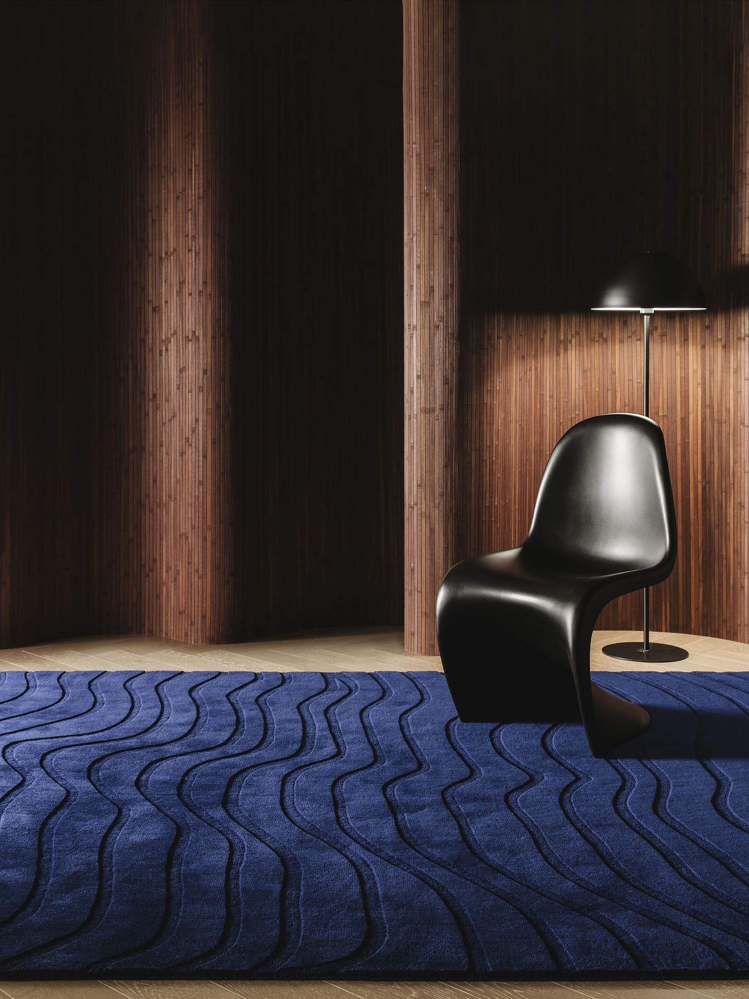 Rug made of 100% Wool from (New Zealand) in Blue with a 6 - 10 mm high pile by benuta Finest