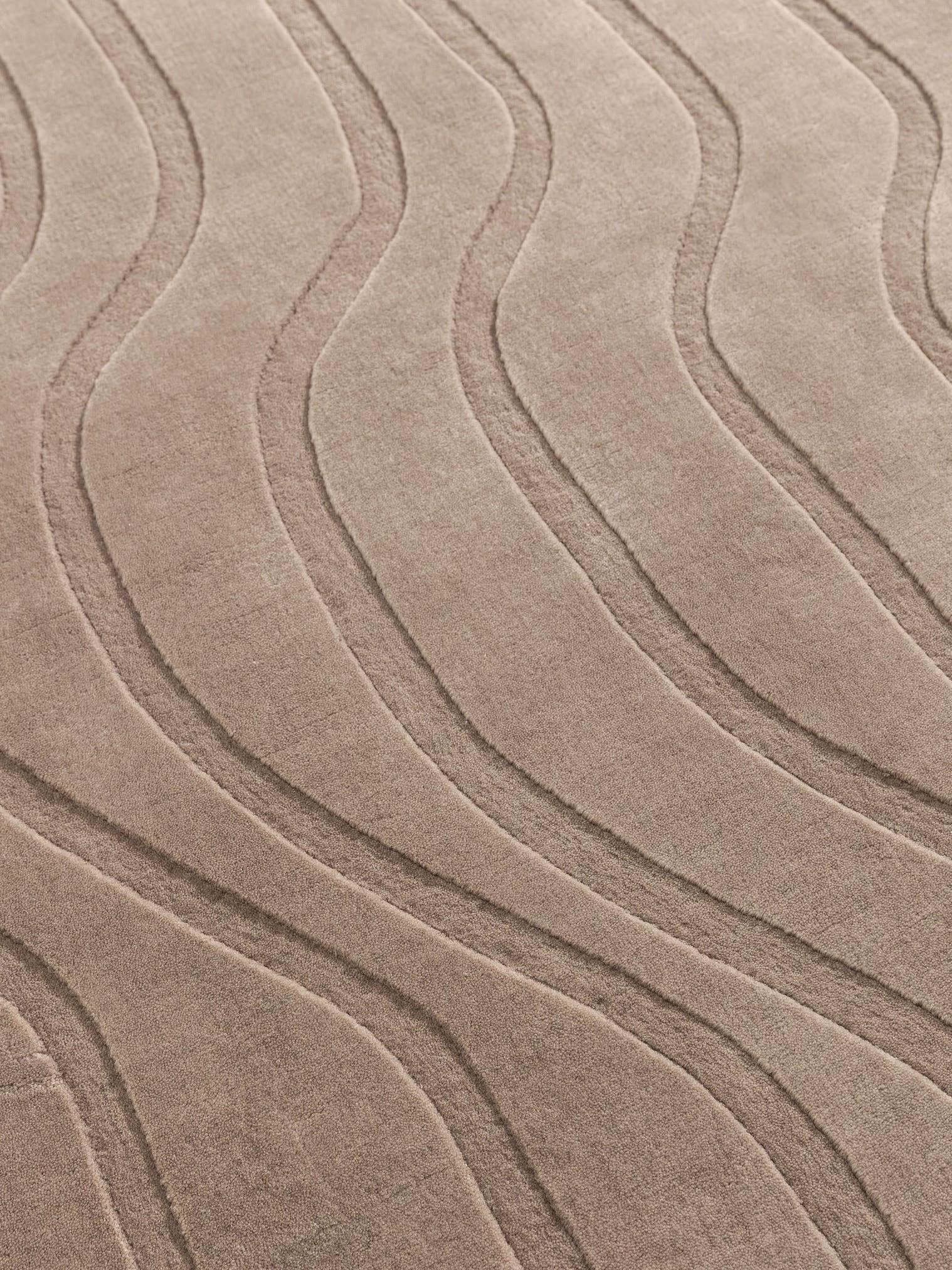 Tapis en 100% Laine (de Nouvelle-Zélande) en Taupe avec une pile de 6 - 10 mm de hauteur de benuta Finest