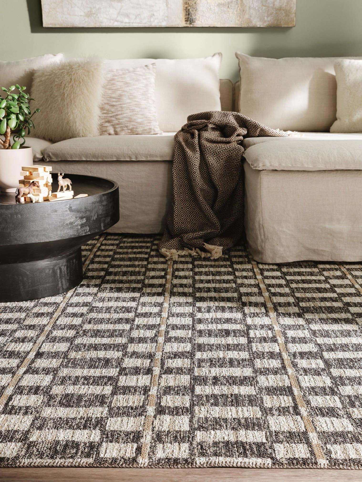 Tappeto di 65% Poliestere ( PET riciclato), 35% Juta in Beige con pelo alto 1- 5 mm da benuta Nest