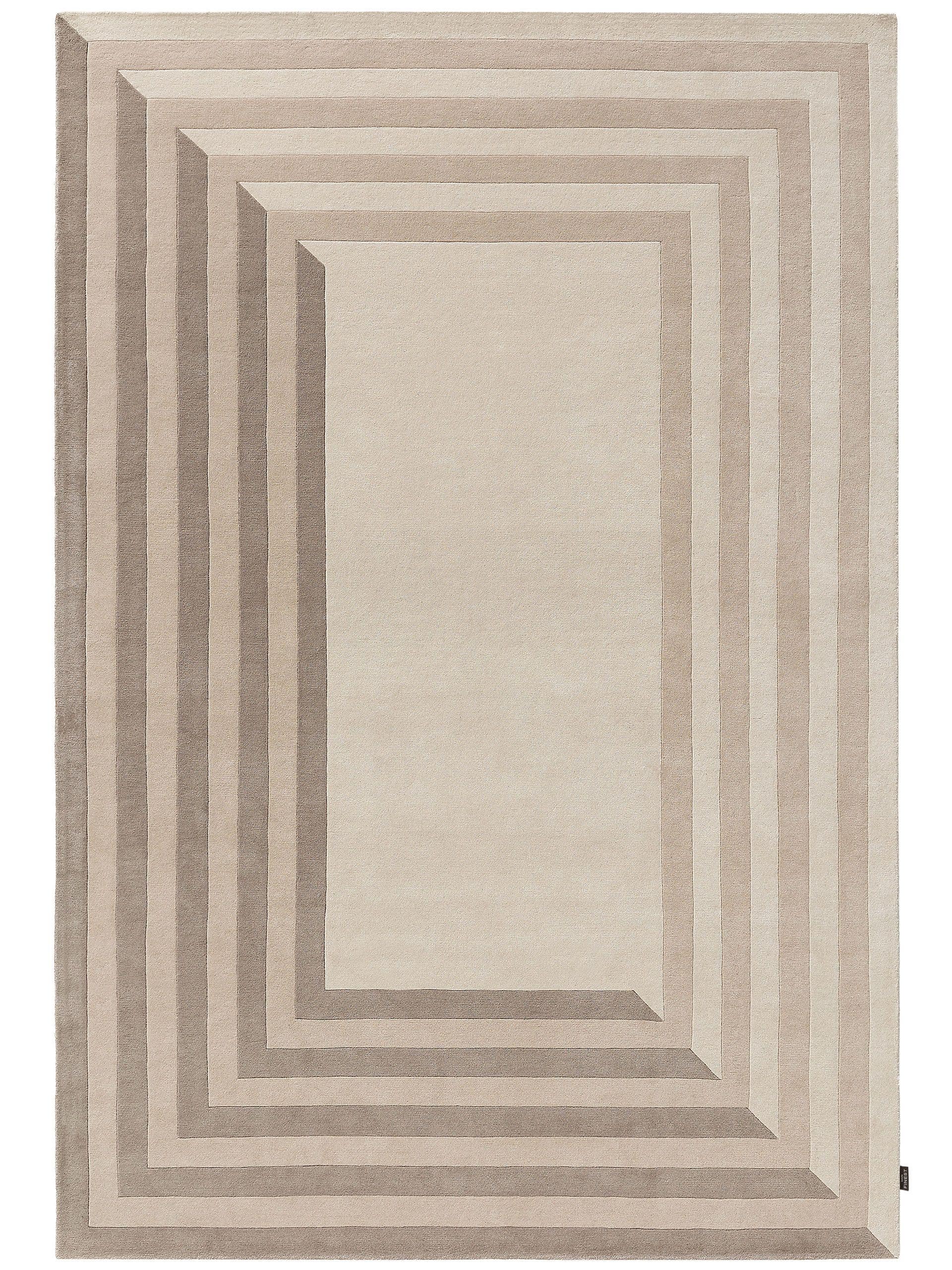 Tapijt van 100% Wol in Beige met een 6 - 10 mm hoge pool van benuta Finest