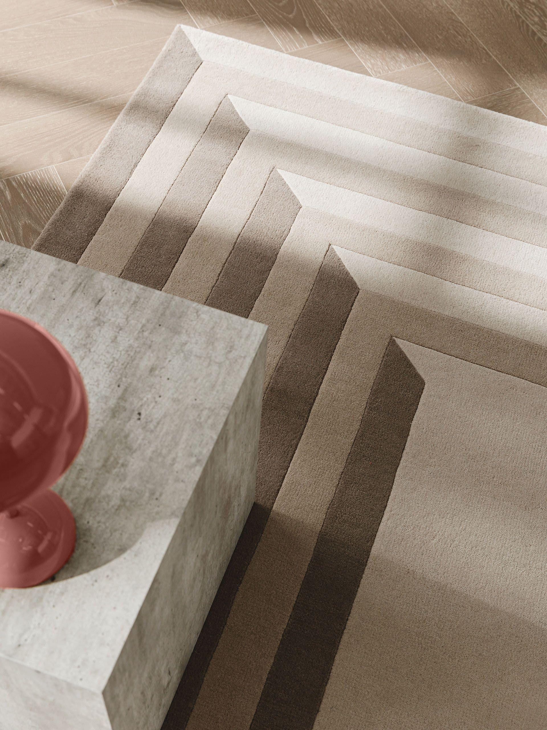 Tapijt van 100% Wol in Beige met een 6 - 10 mm hoge pool van benuta Finest