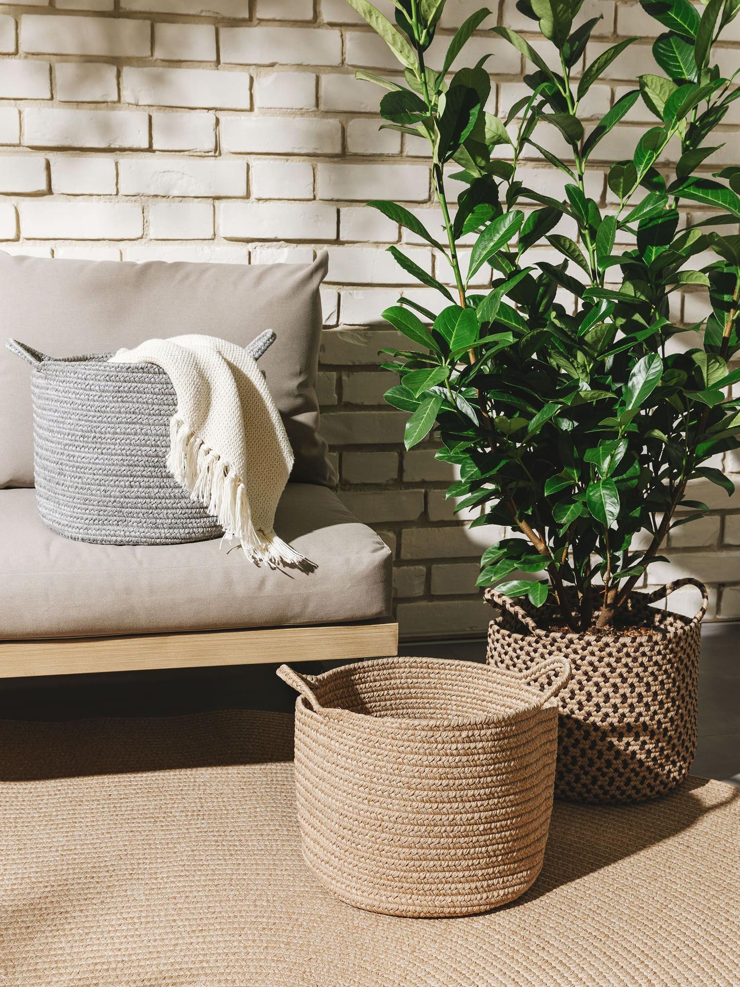Korb Nandi Grau im Design  aus 80% Polypropylen, 20% Polyester von benuta Nest