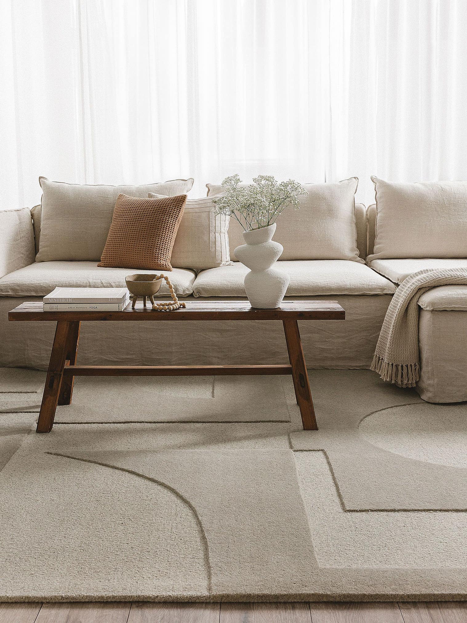 Tapis en 100% Laine en Gris avec une pile de 1- 5 mm de hauteur de benuta Pure