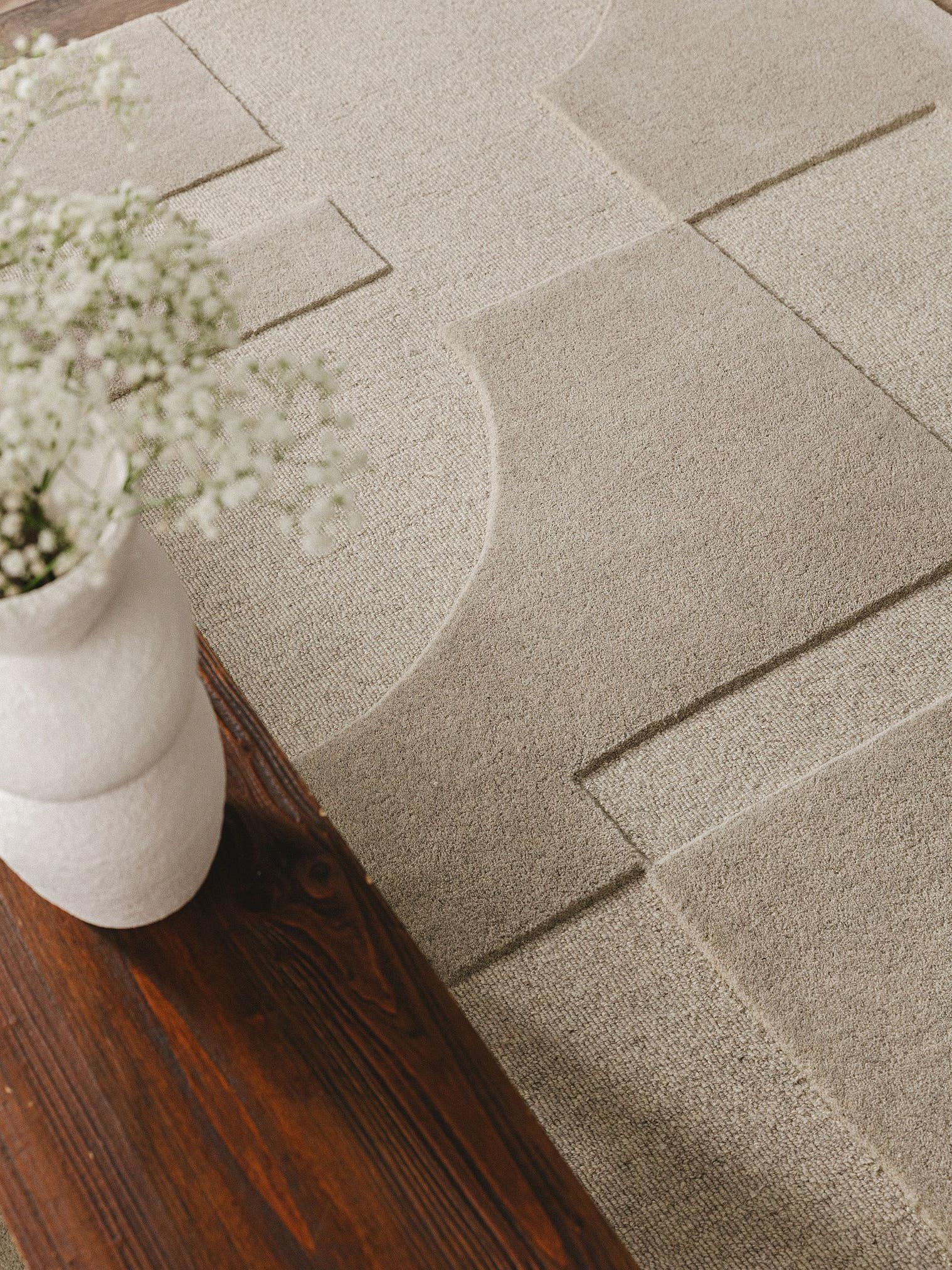 Tapis en 100% Laine en Gris avec une pile de 1- 5 mm de hauteur de benuta Pure