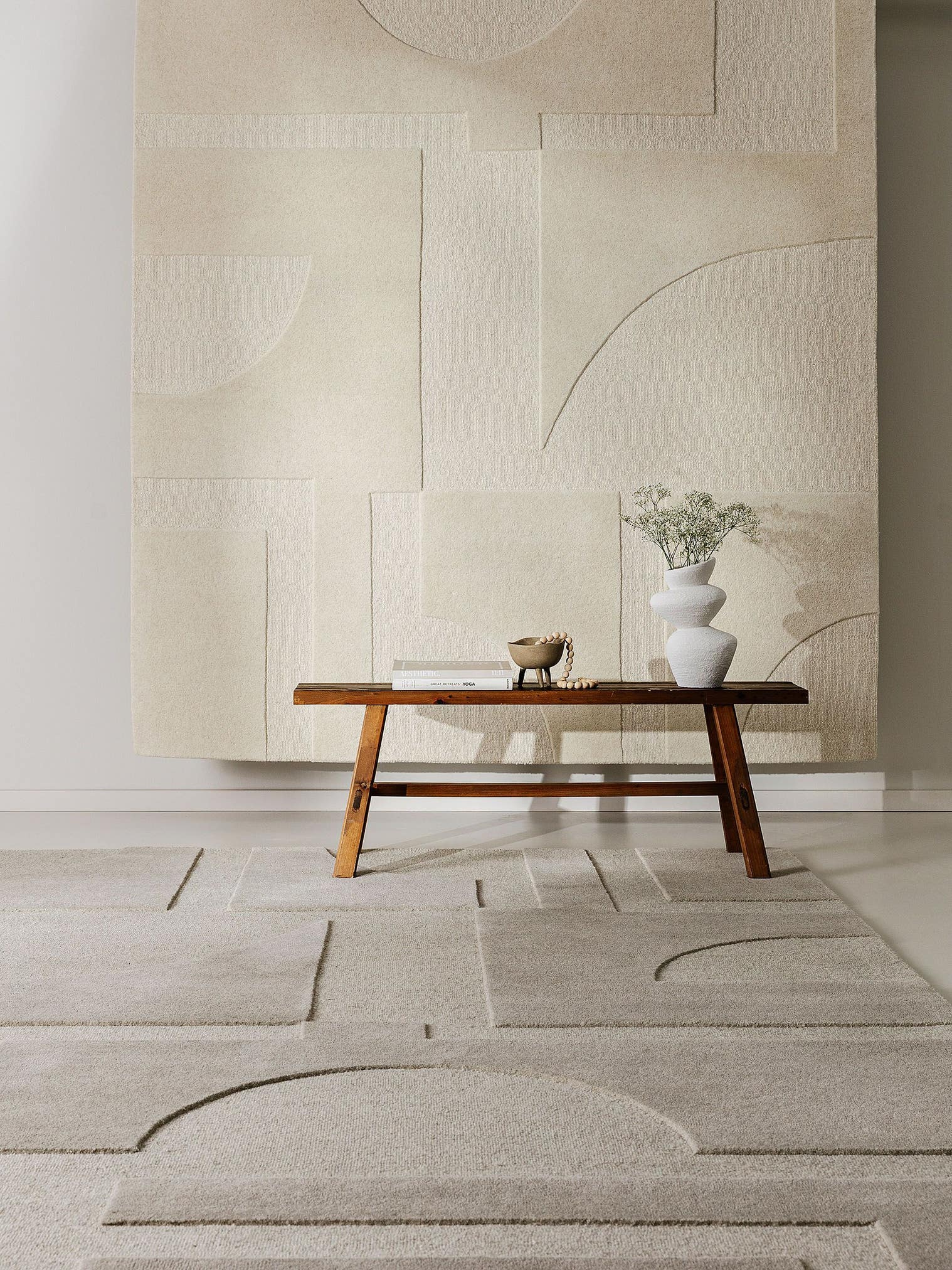 Alfombra de 100% Lana en Beige con un pelo de {{Placeholder_Pile Height}} de altura de benuta Pure