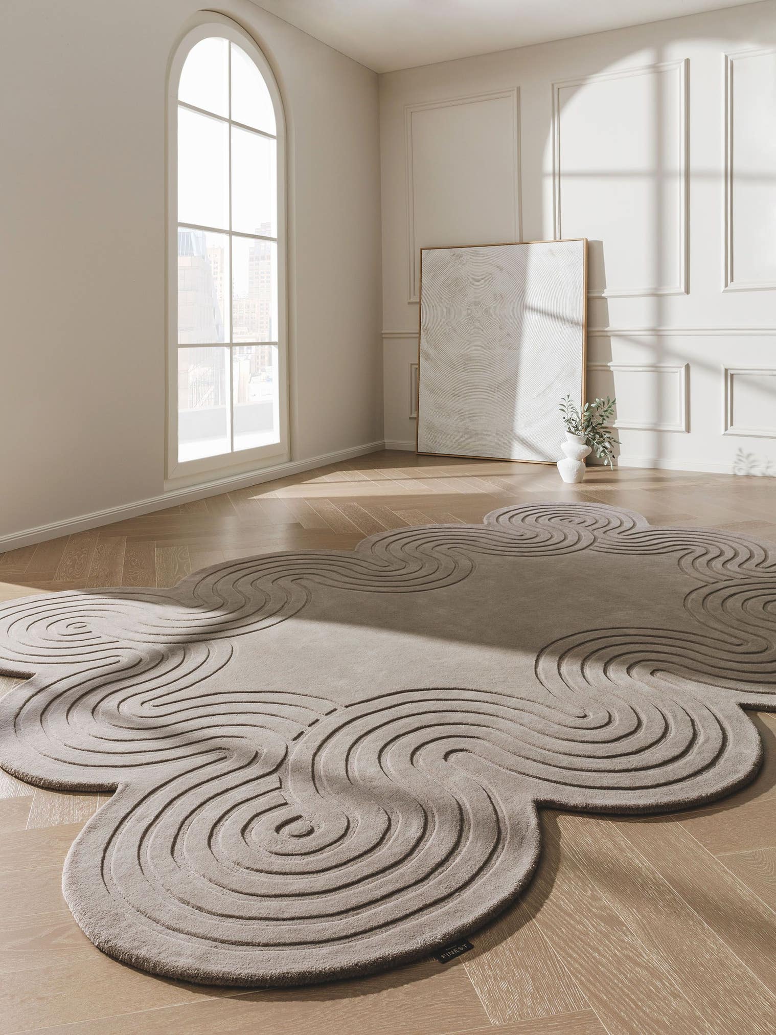 Rug made of 100% Wool in Taupe with a 11 - 20 mm high pile by benuta Finest
