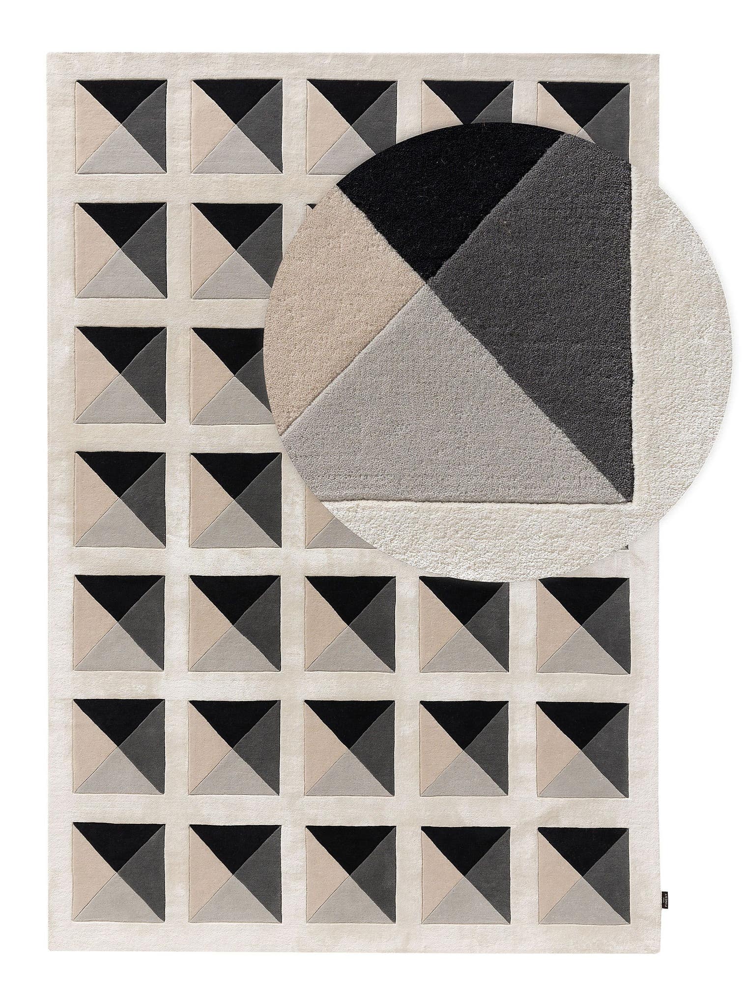 Tapijt van 60% Wol, 40% Lyocell (TENCEL™) in Beige met een 6 - 10 mm hoge pool van benuta Finest