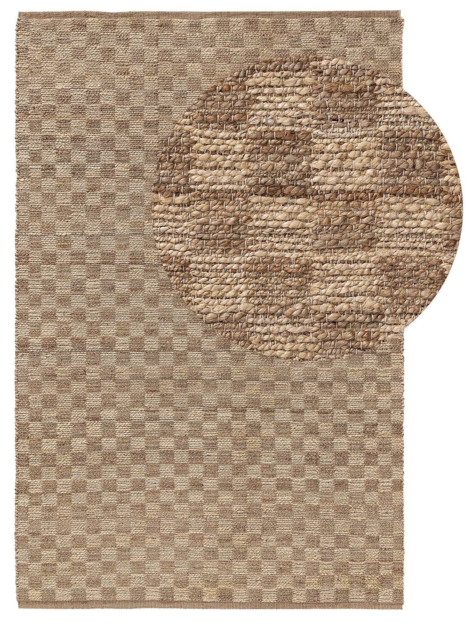 Tapijt van 80% Jute, 20% Katoen in Beige met een 1- 5 mm hoge pool van benuta Pure
