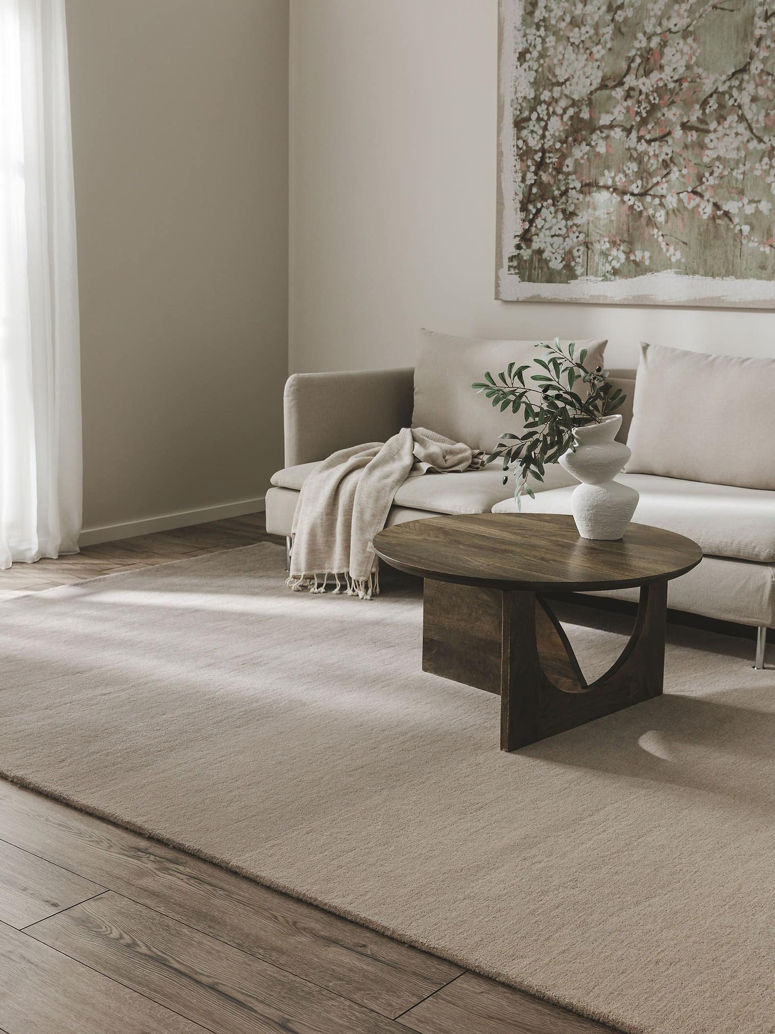 Alfombra de 100% Lana en Beige con un pelo de {{Placeholder_Pile Height}} de altura de benuta Pure