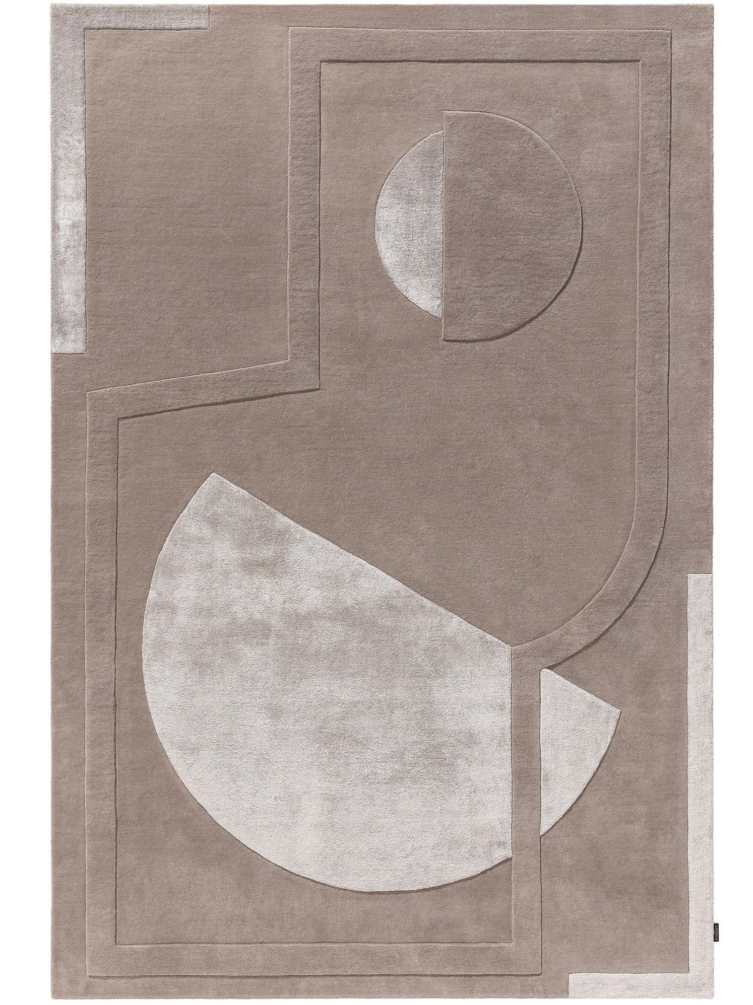 Rug made of 75% Wool, 25% Lyocell (TENCEL™) in Taupe with a 11 - 20 mm high pile by benuta Finest