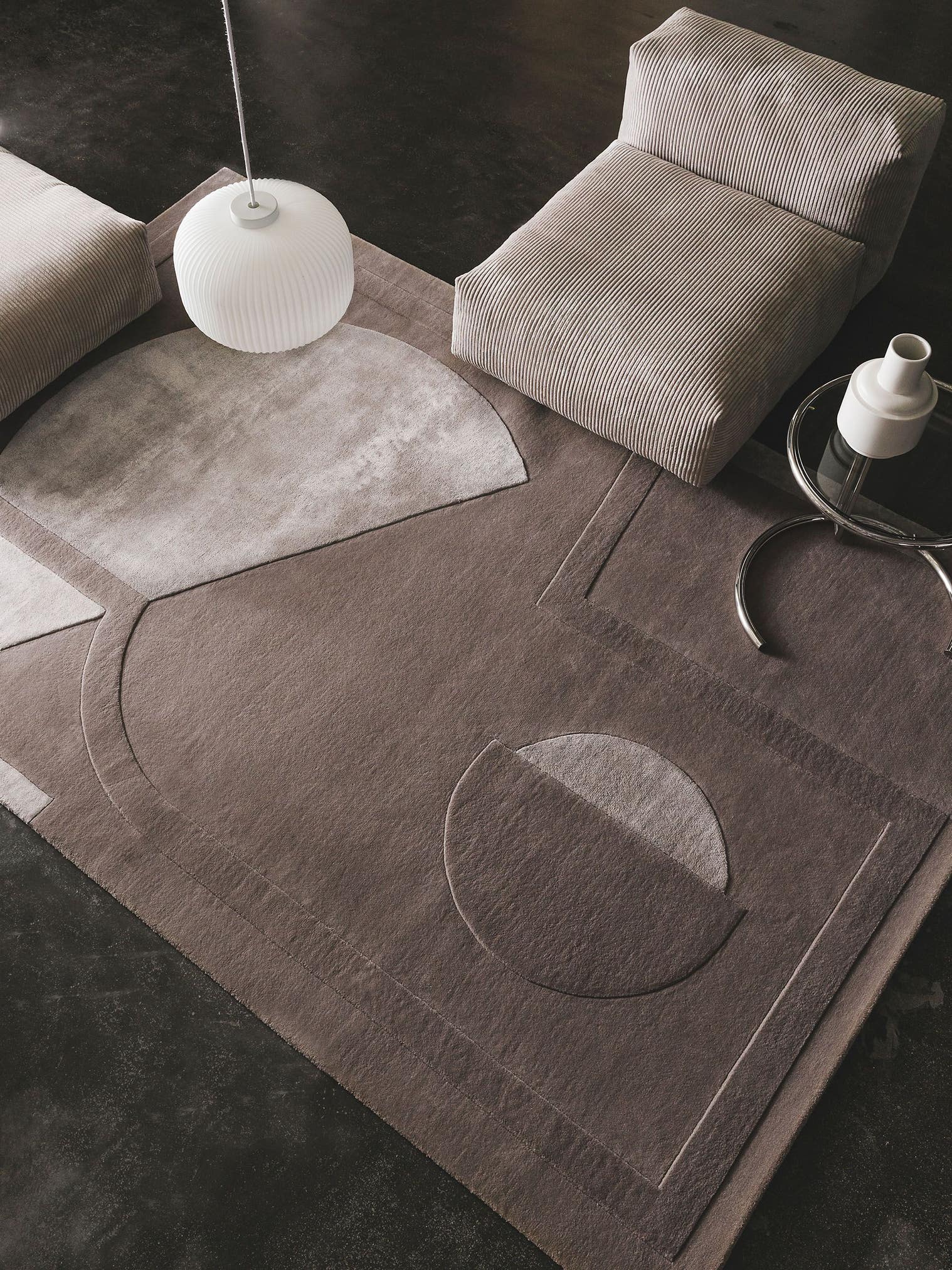 Rug made of 75% Wool, 25% Lyocell (TENCEL™) in Taupe with a 11 - 20 mm high pile by benuta Finest