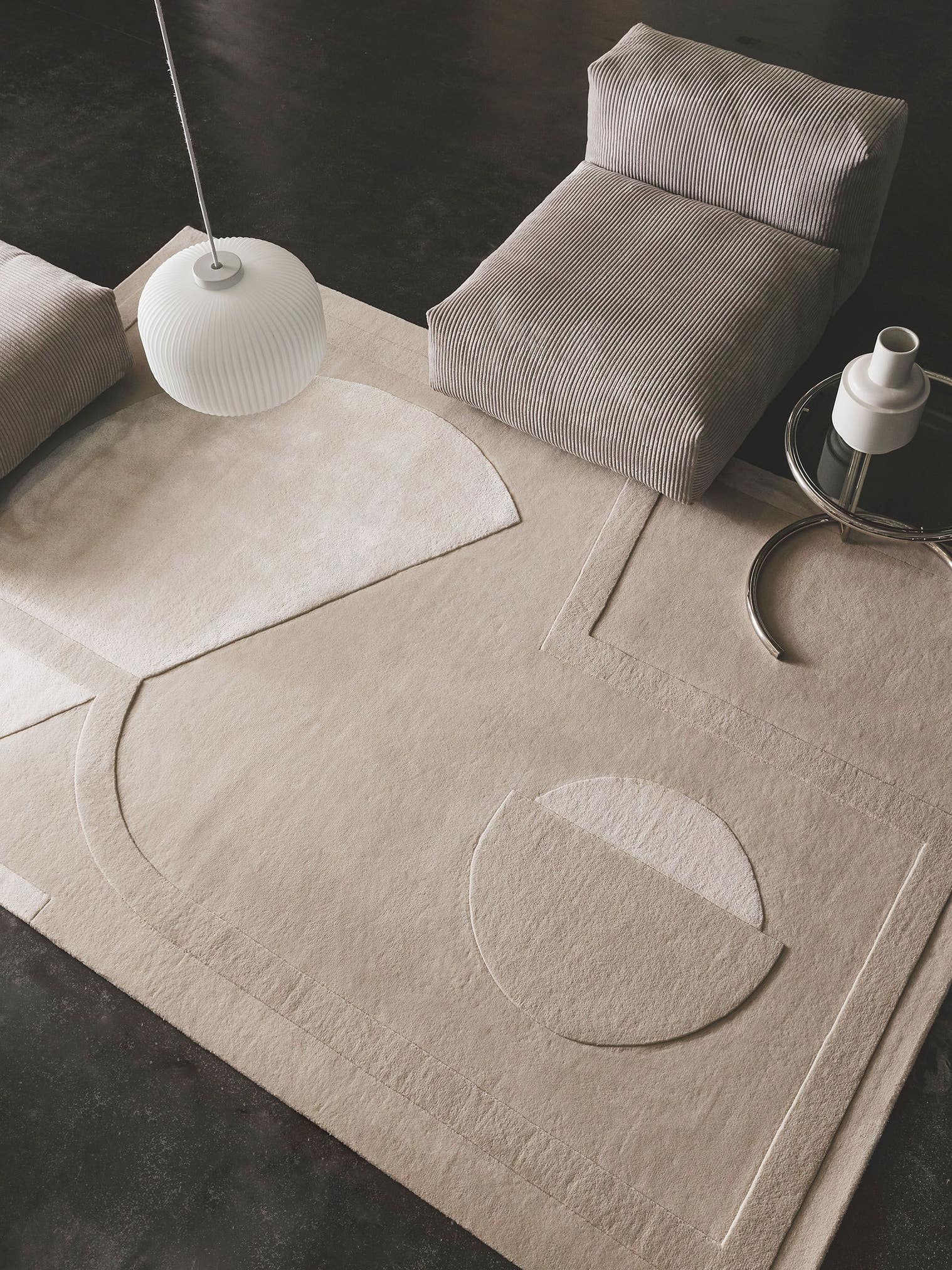 Rug made of 75% Wool, 25% Lyocell (TENCEL™) in Beige with a 11 - 20 mm high pile by benuta Finest