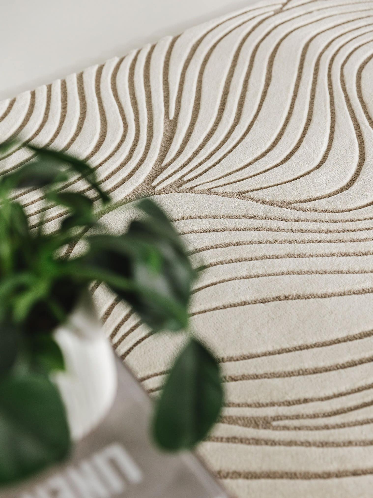 Tapijt van 100% Wol in Beige met een 6 - 10 mm hoge pool van benuta Pure