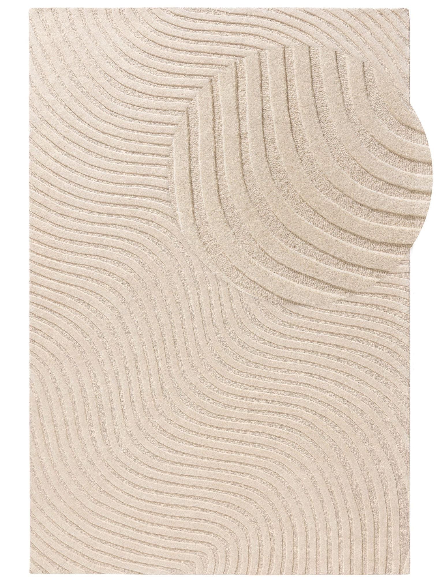 Rug made of 100% Wool in Beige with a 6 - 10 mm high pile by benuta Pure