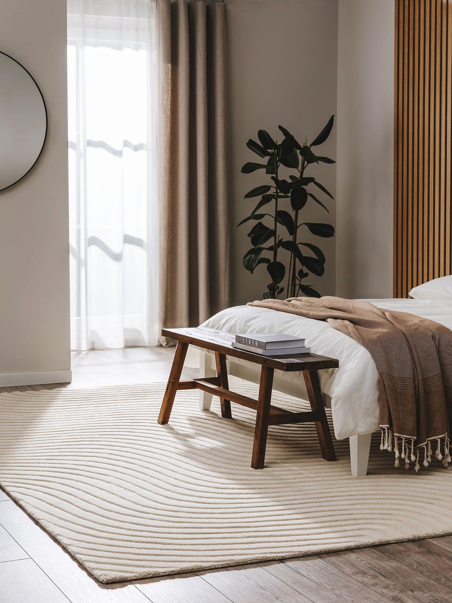 Rug made of 100% Wool in Beige with a 6 - 10 mm high pile by benuta Pure