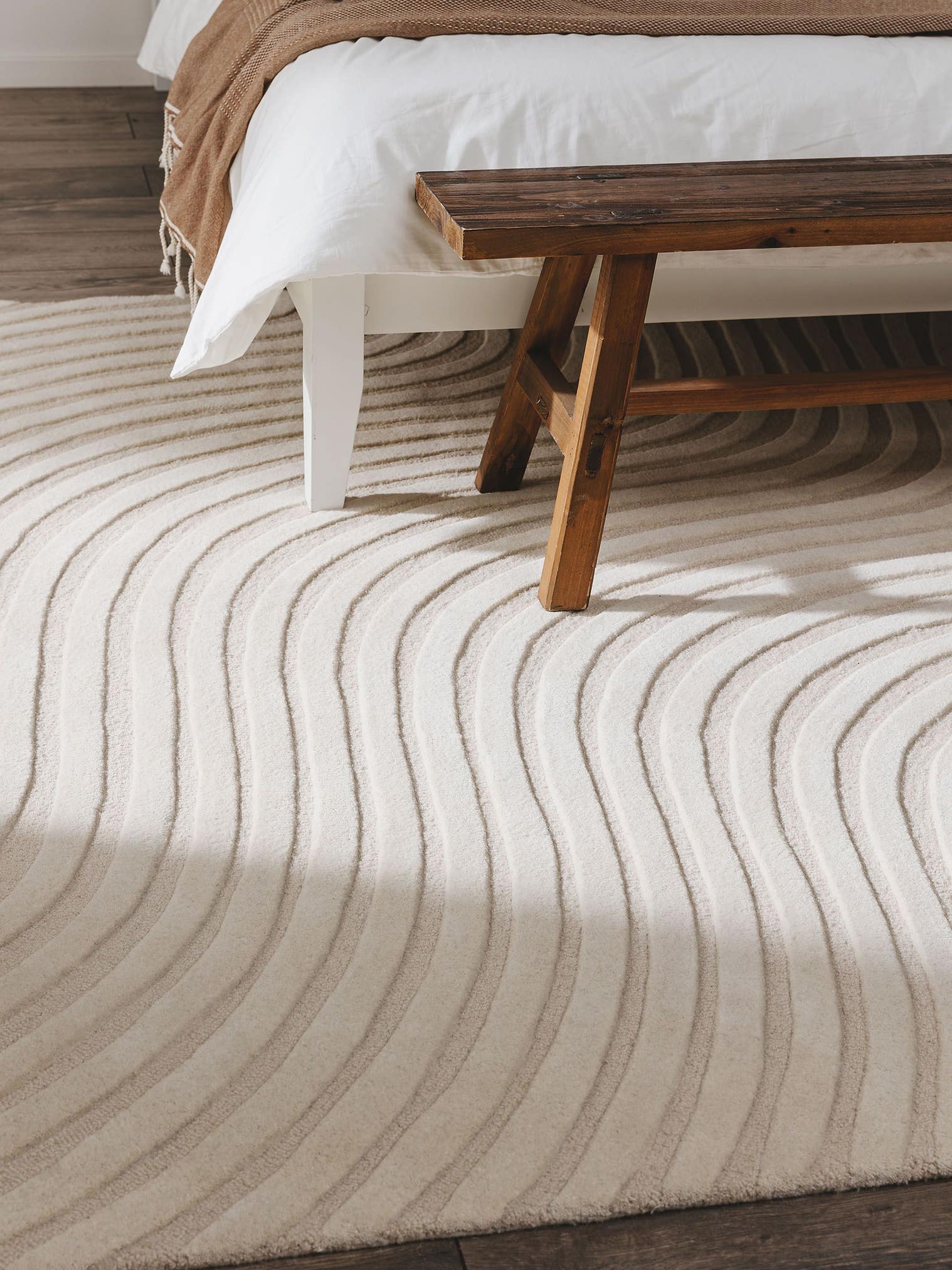Rug made of 100% Wool in Beige with a 6 - 10 mm high pile by benuta Pure