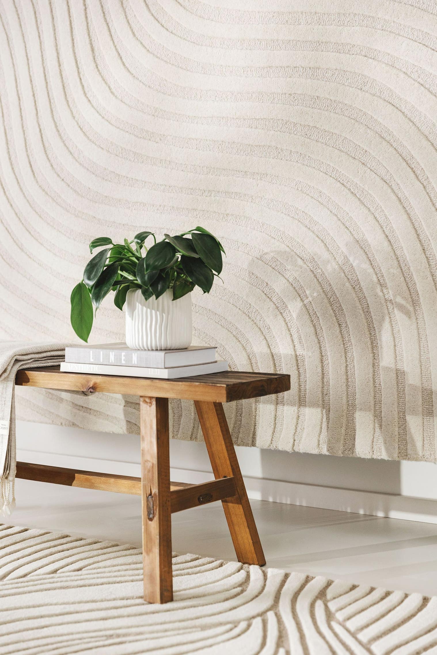 Rug made of 100% Wool in Beige with a 6 - 10 mm high pile by benuta Pure