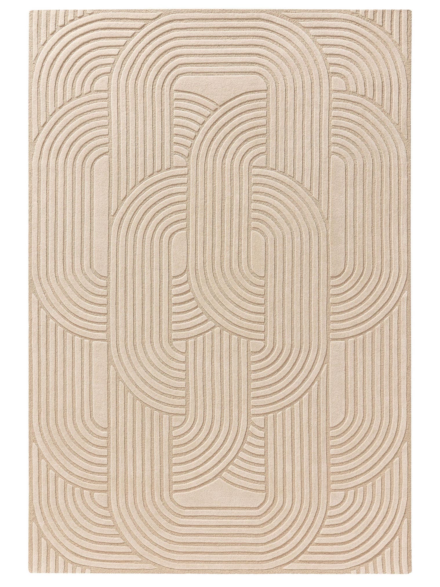 Teppich aus 80% Wolle, 20% Wolle aus Neuseeland in Beige mit 6 bis 10 mm hohem Flor von benuta Pure