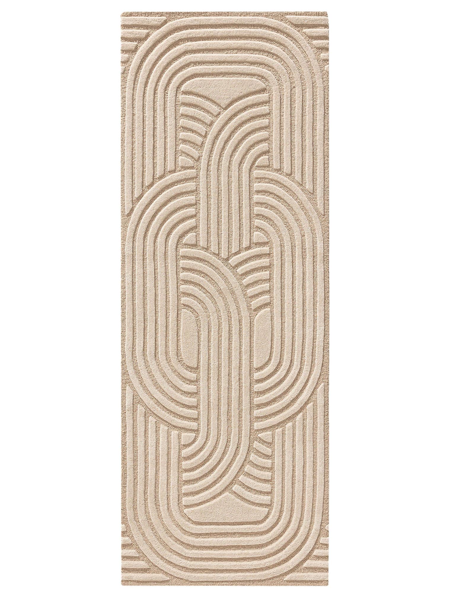 Tapis en 80% Laine, 20% Laine de Nouvelle-Zélande en Beige avec une pile de 6 - 10 mm de hauteur de benuta Pure
