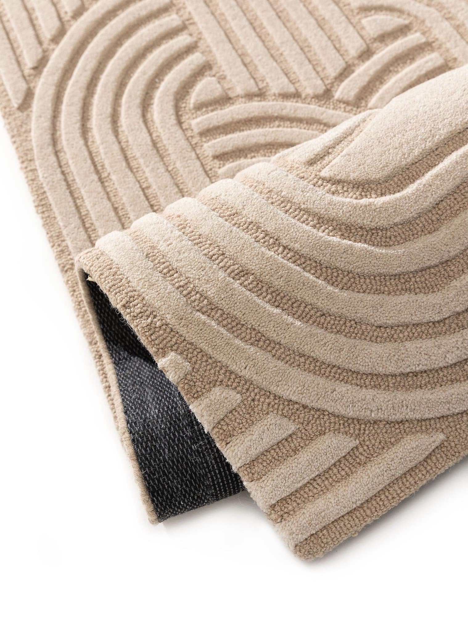 Tapis en 80% Laine, 20% Laine de Nouvelle-Zélande en Beige avec une pile de 6 - 10 mm de hauteur de benuta Pure