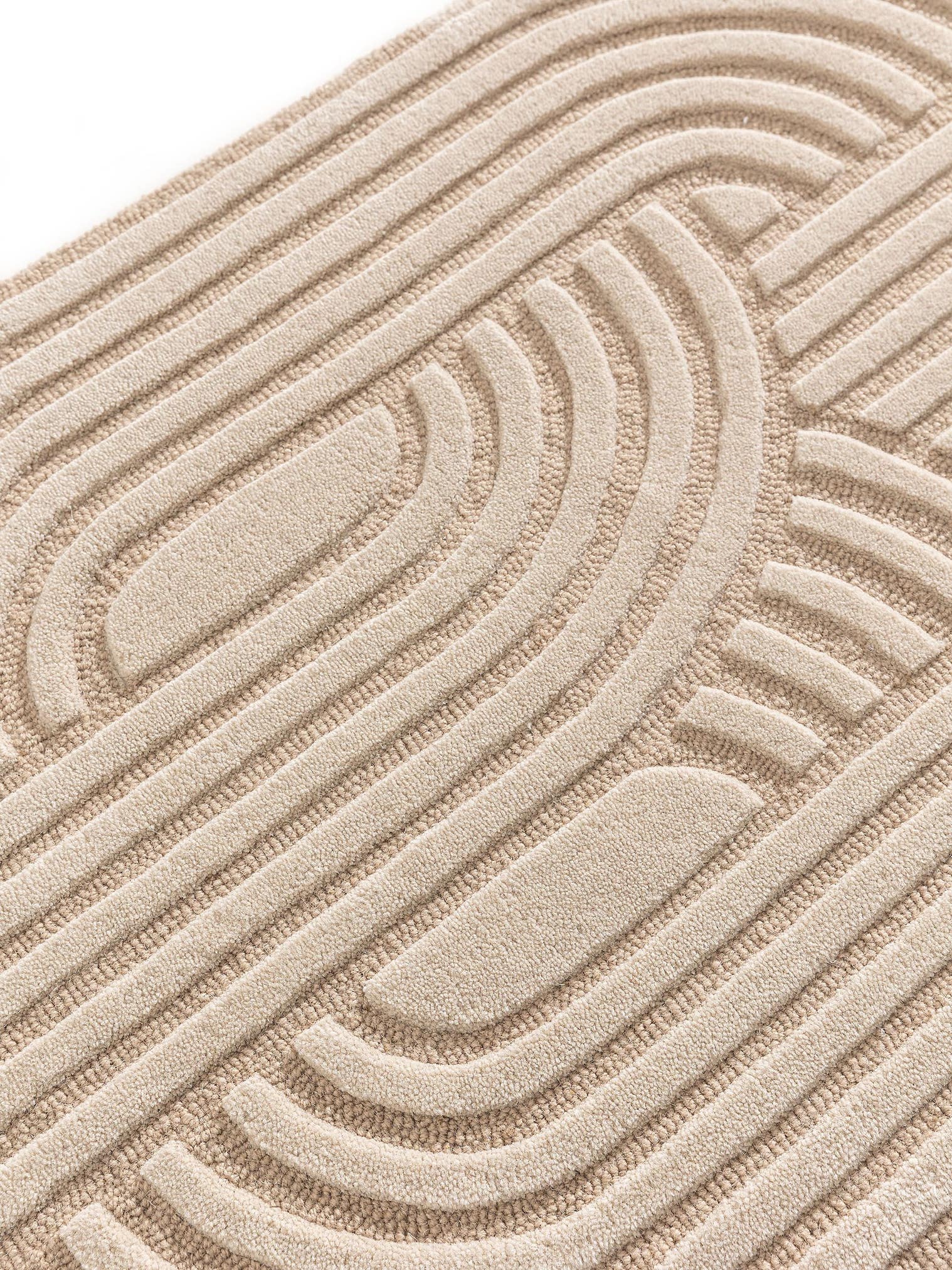 Tapis en 80% Laine, 20% Laine de Nouvelle-Zélande en Beige avec une pile de 6 - 10 mm de hauteur de benuta Pure