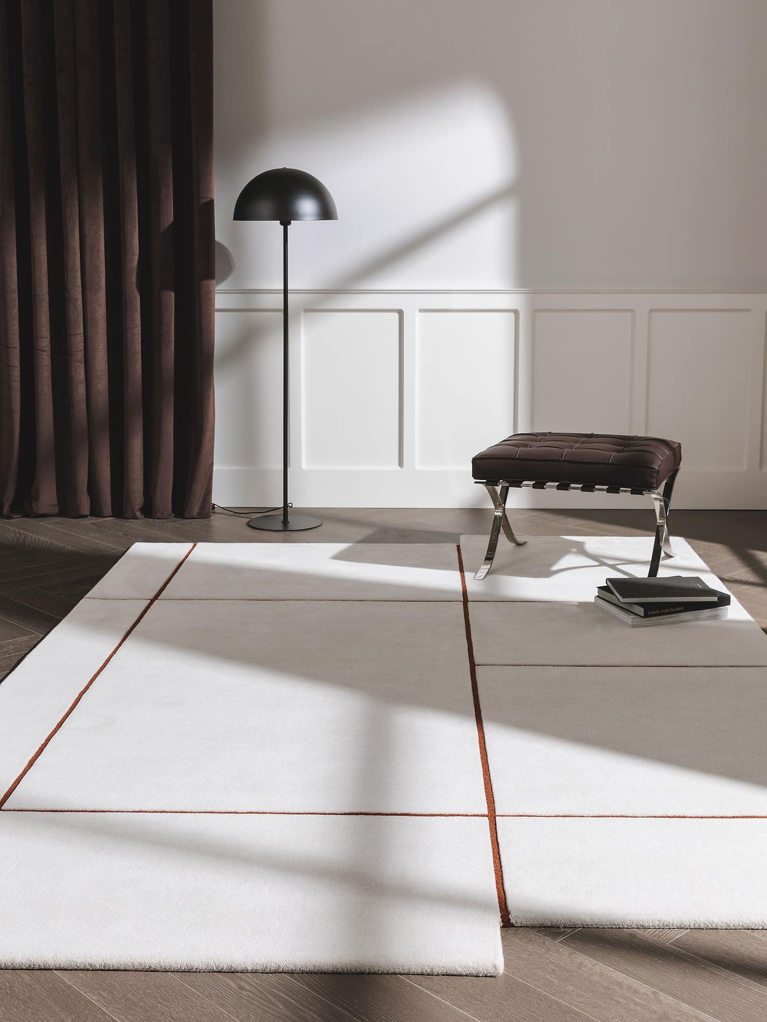 Matta av 100% Ull i Beige med 6 - 10 mm hög lugg från benuta Finest
