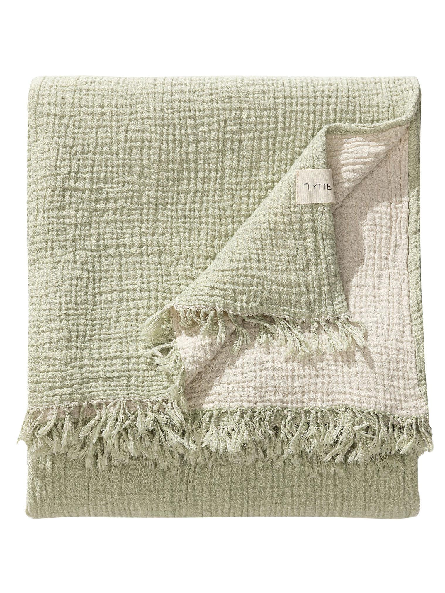 Plaid in cotone Lilo Verde chiaro in Uni-ontwerp van 100% Cotone door Lytte