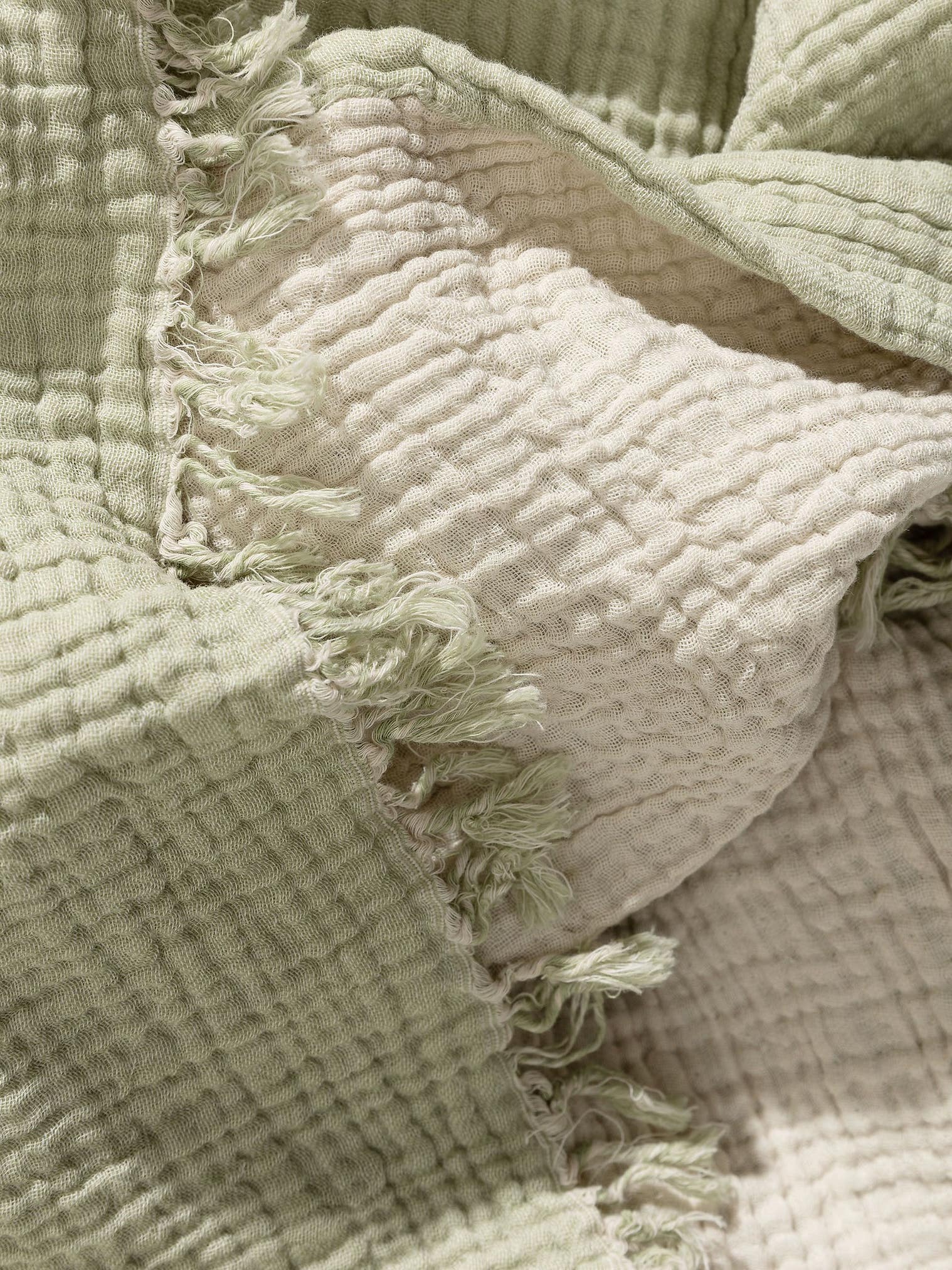 Plaid in cotone Lilo Verde chiaro in Uni-ontwerp van 100% Cotone door Lytte