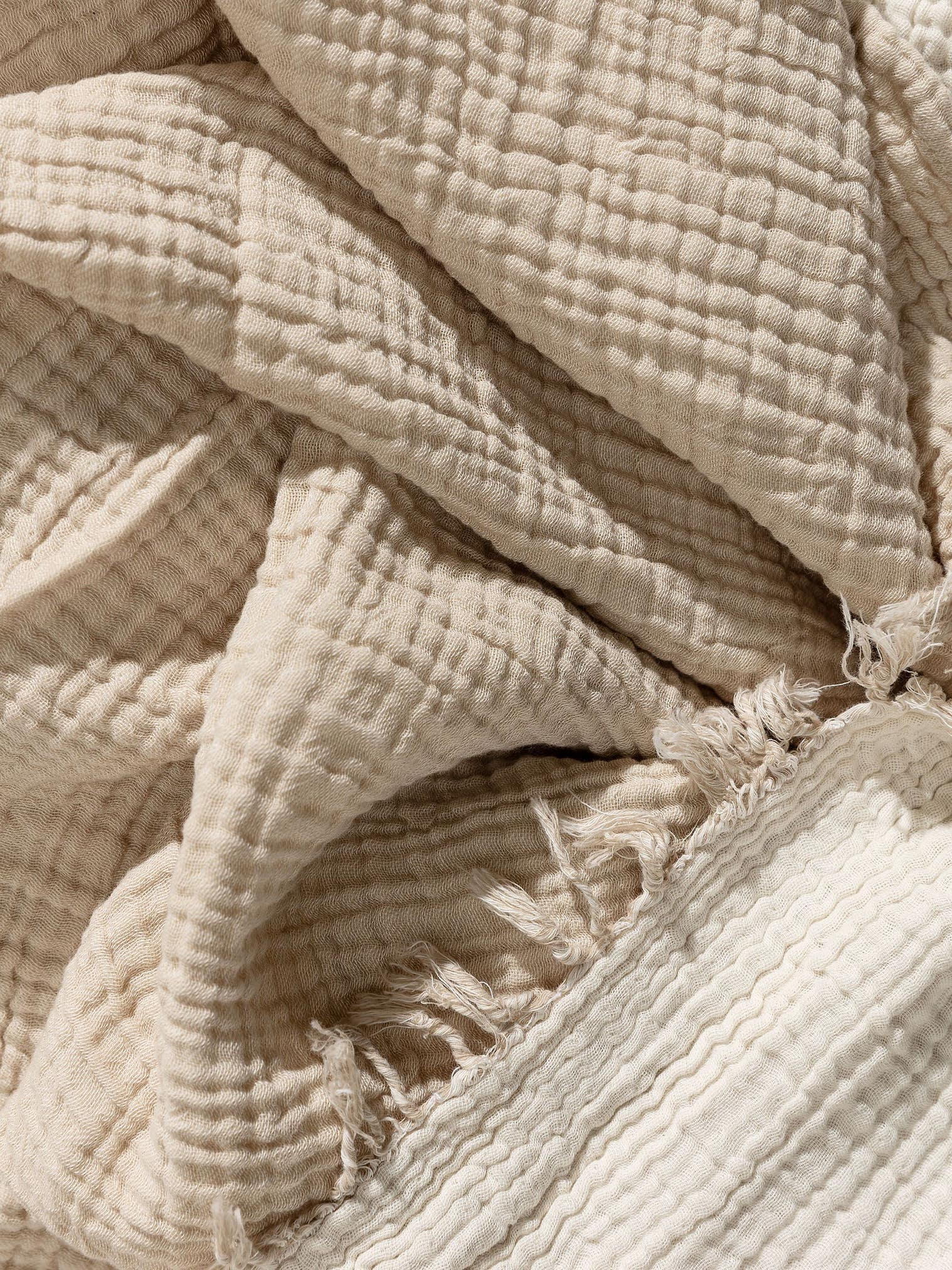 Pläd i bomull Lilo Creme/Beige med Uni-design i 100% Bomull från Lytte