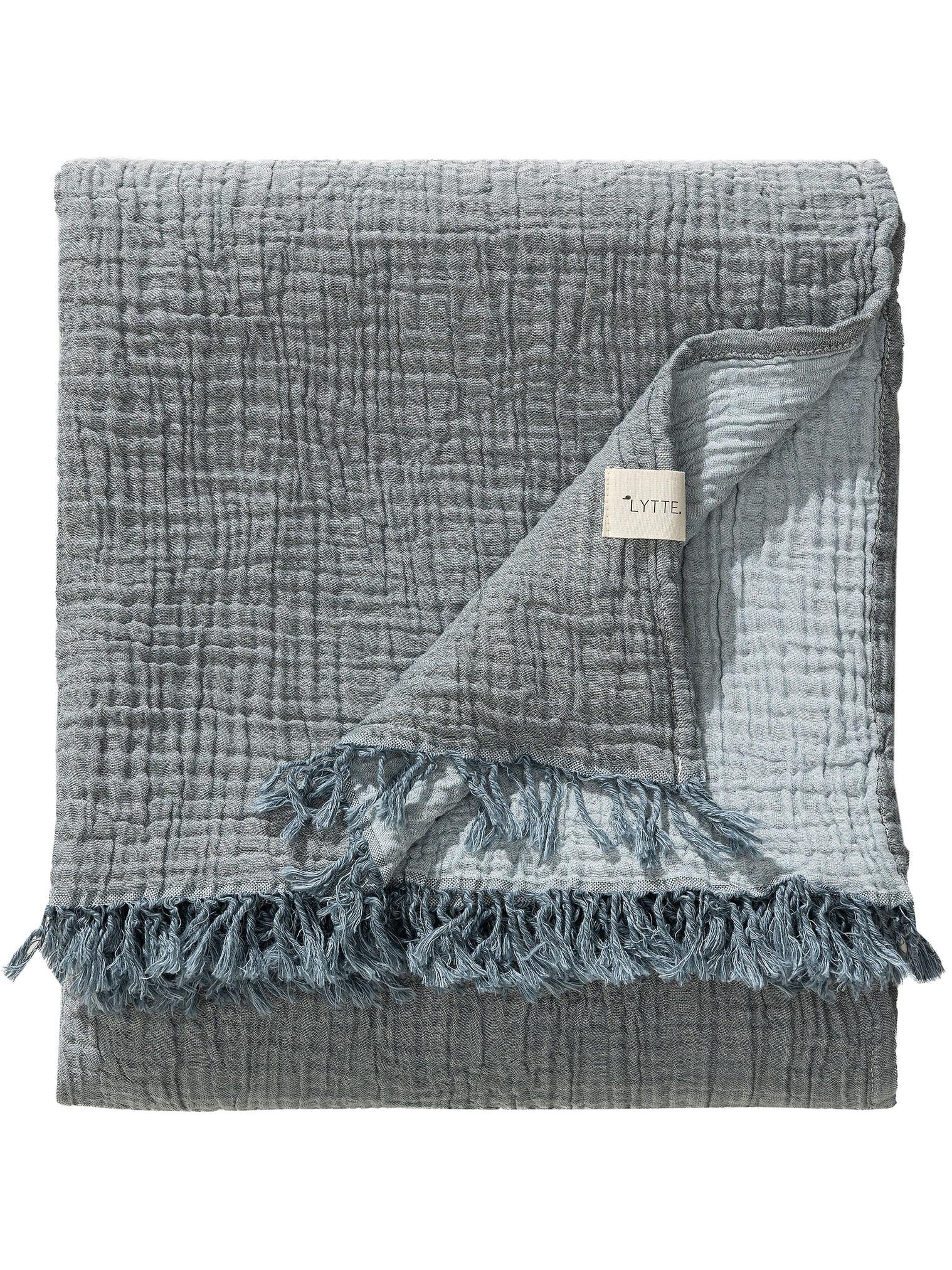Plaid in cotone Lilo Azzuro in Uni-ontwerp van 100% Cotone door Lytte