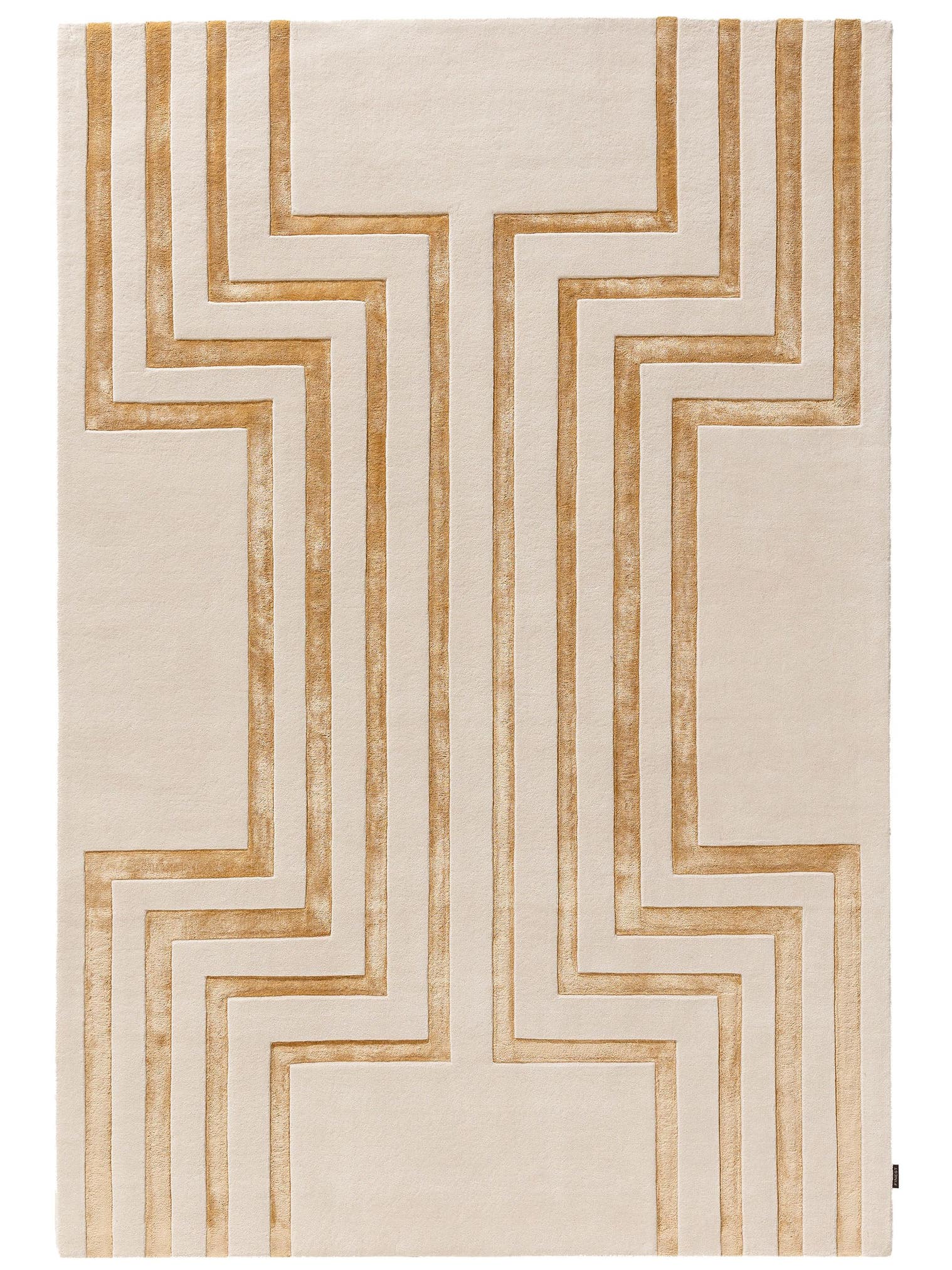 Tapijt van 70% Wol, 30% Lyocell (TENCEL™) in Beige met een 6 - 10 mm hoge pool van benuta Finest