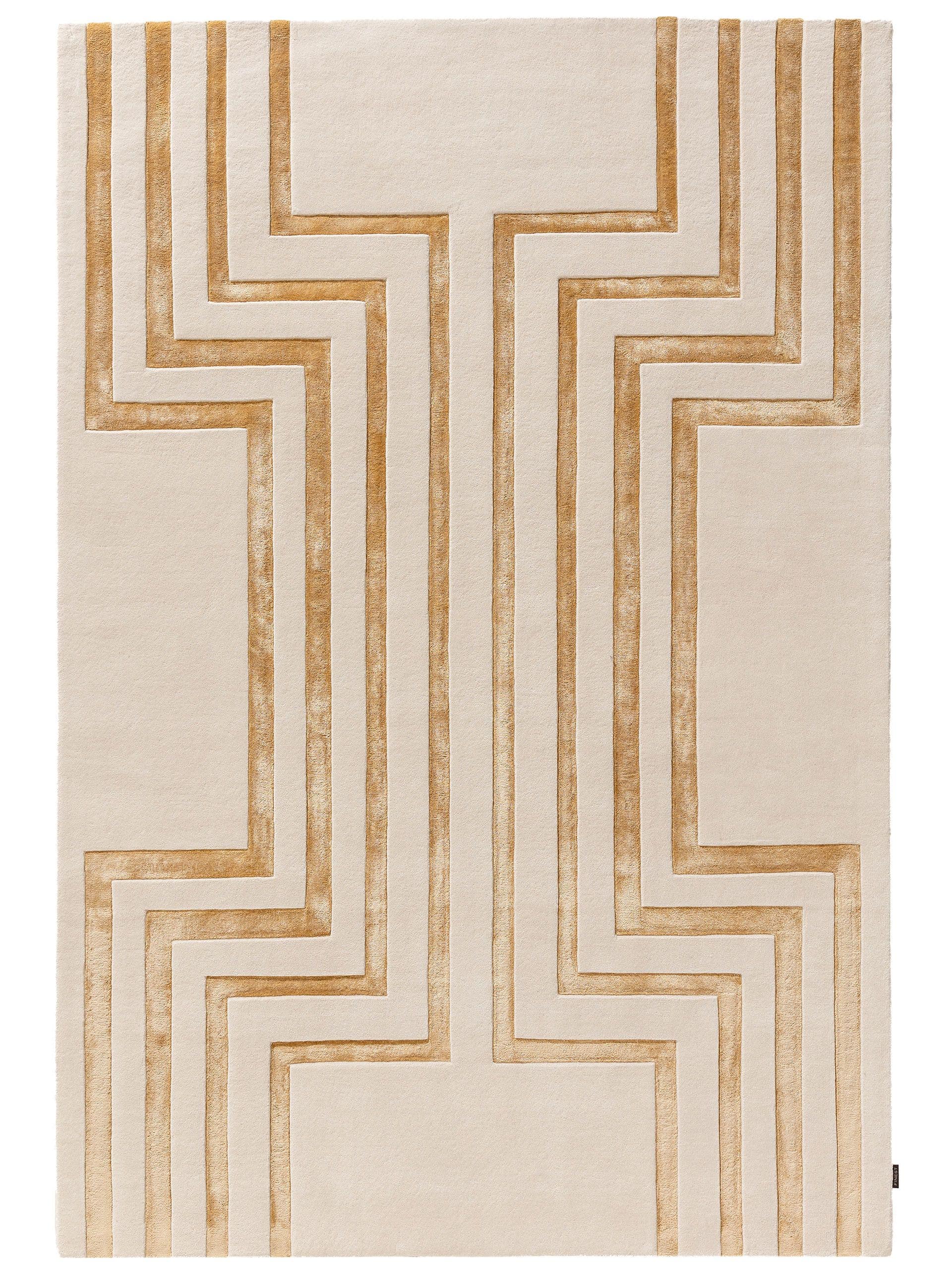 Matta av 70% Ull, 30% Lyocell (TENCEL™) i Beige med 6 - 10 mm hög lugg från benuta Finest