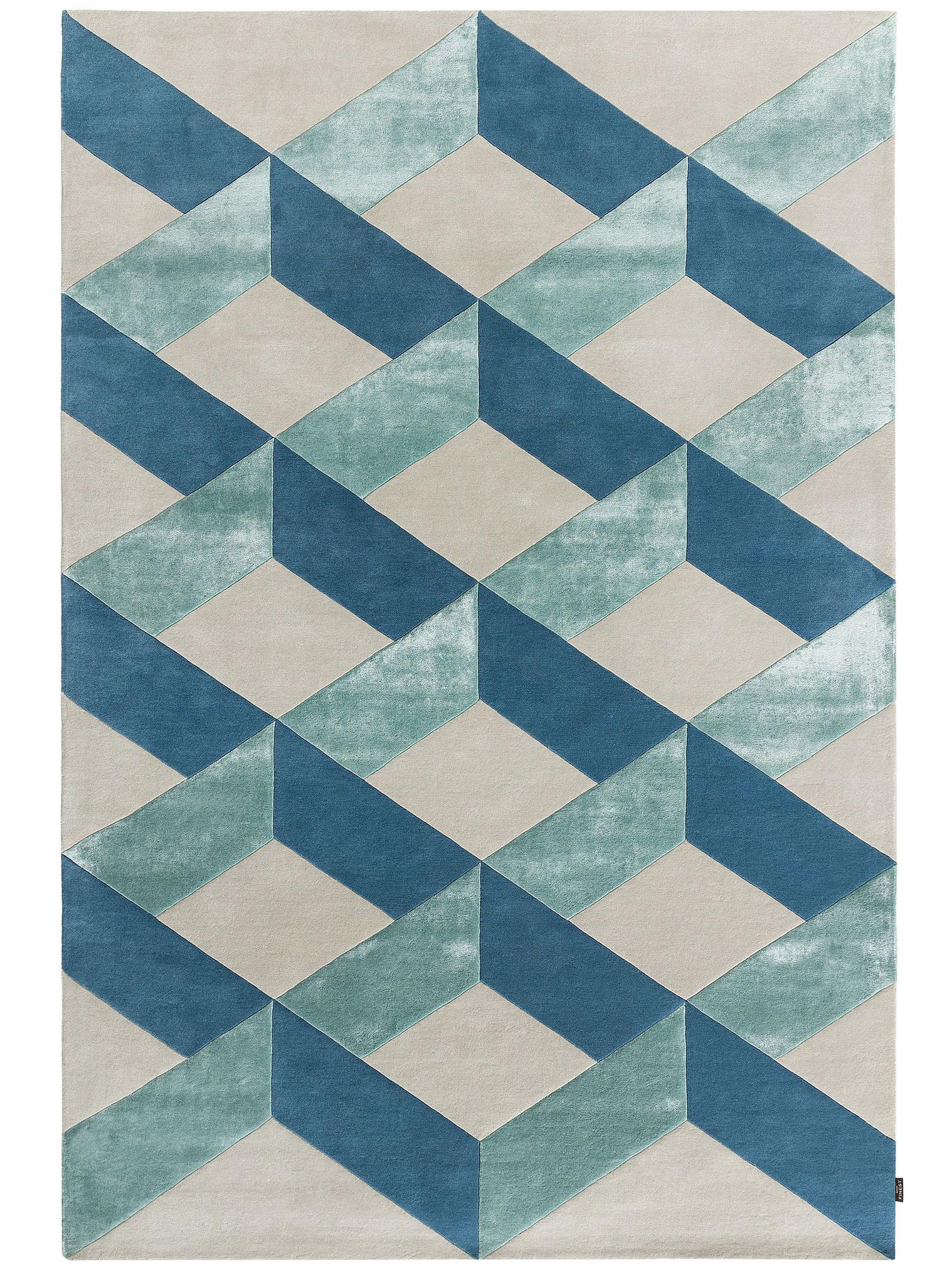 Rug made of 70% Wool, 30% Lyocell (TENCEL™) in Blue with a 6 - 10 mm high pile by benuta Finest