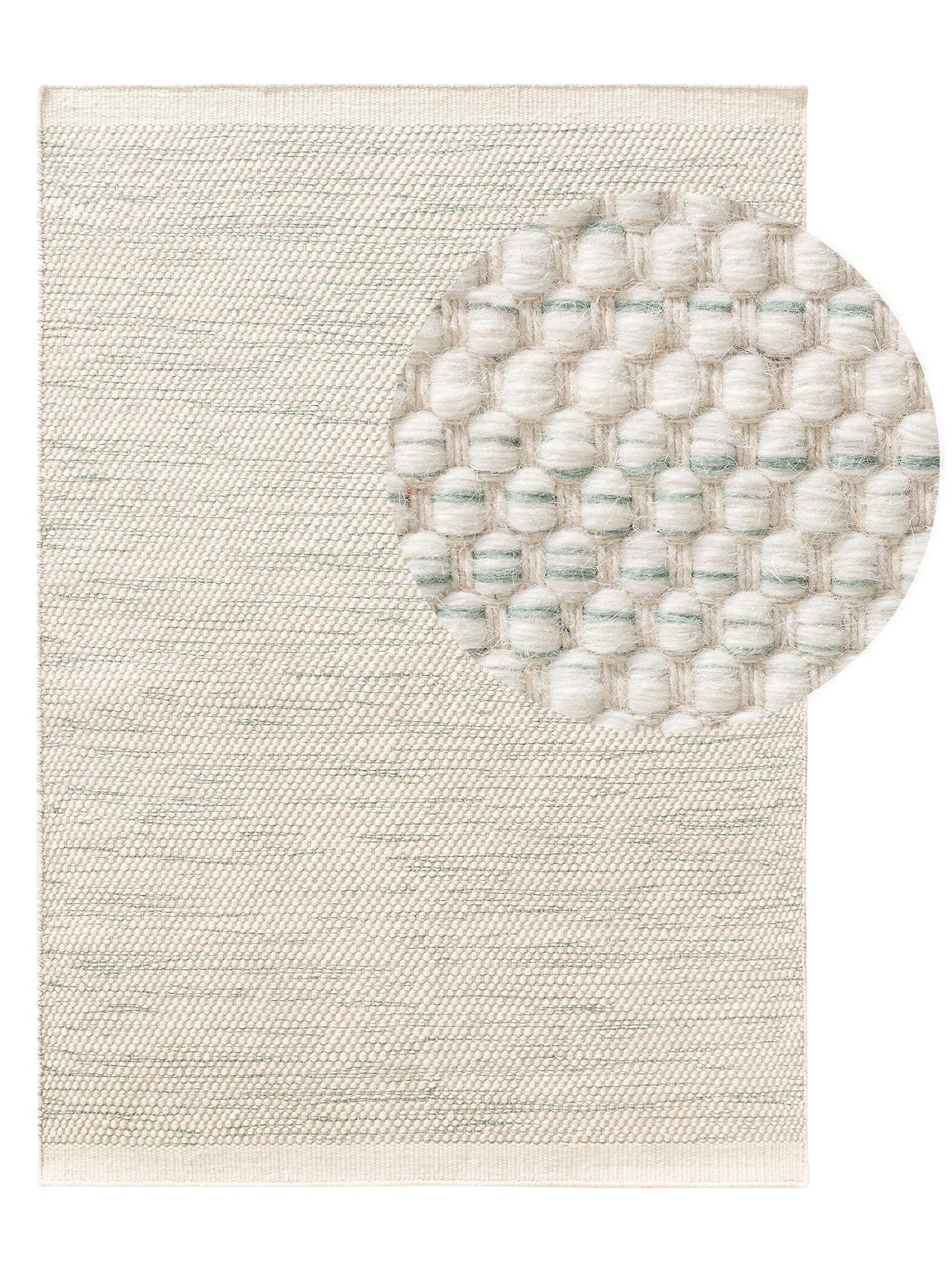 Teppich aus 100% Wolle in Grün mit bis 5 mm hohem Flor von Lytte