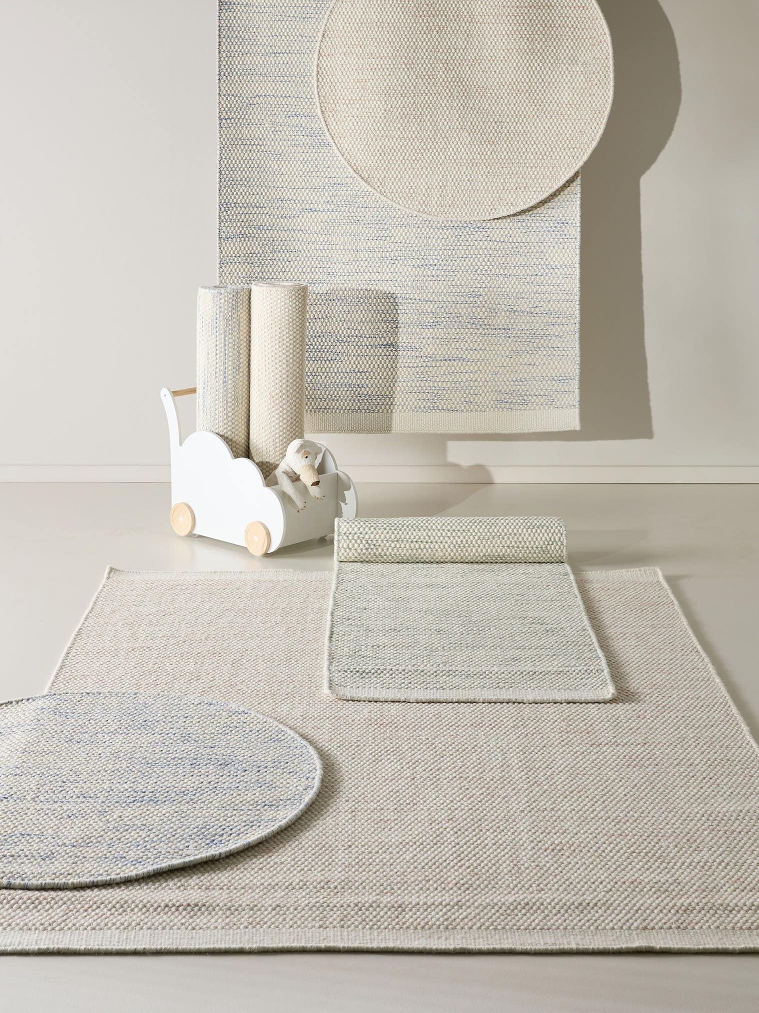 Teppich aus 100% Wolle in Grün mit bis 5 mm hohem Flor von Lytte