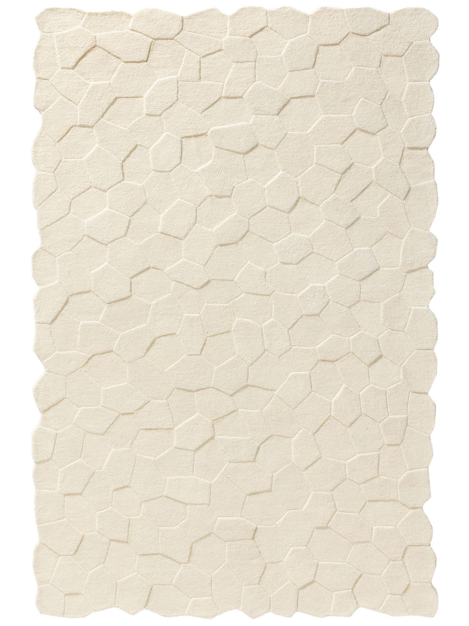 Tapijt van 100% Wol (uit Nieuw-Zeeland) in Wit met een 11 - 20 mm hoge pool van benuta Pure