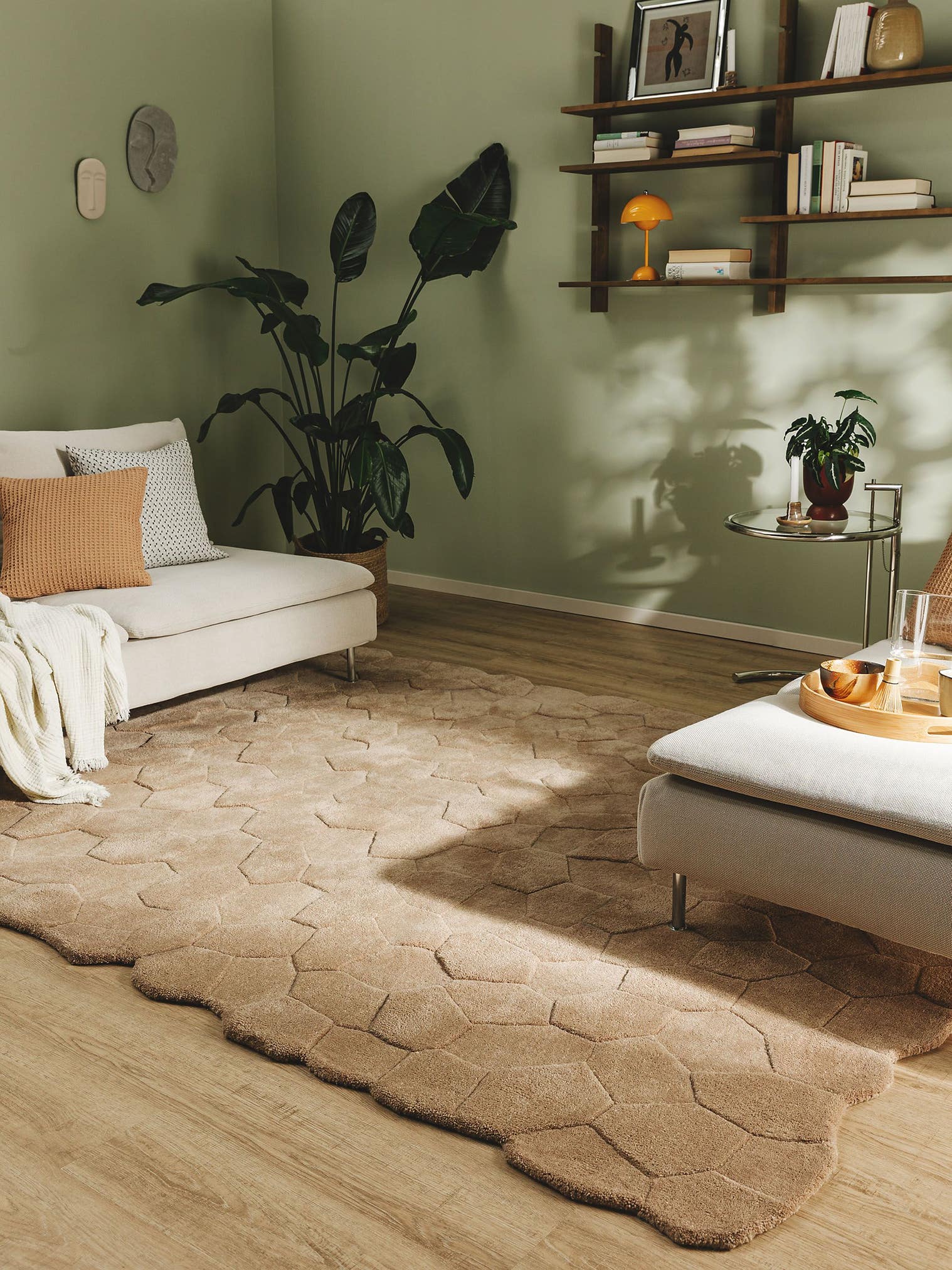 Tapis en 100% Laine (de Nouvelle-Zélande) en Beige avec une pile de 11 - 20 mm de hauteur de benuta Pure